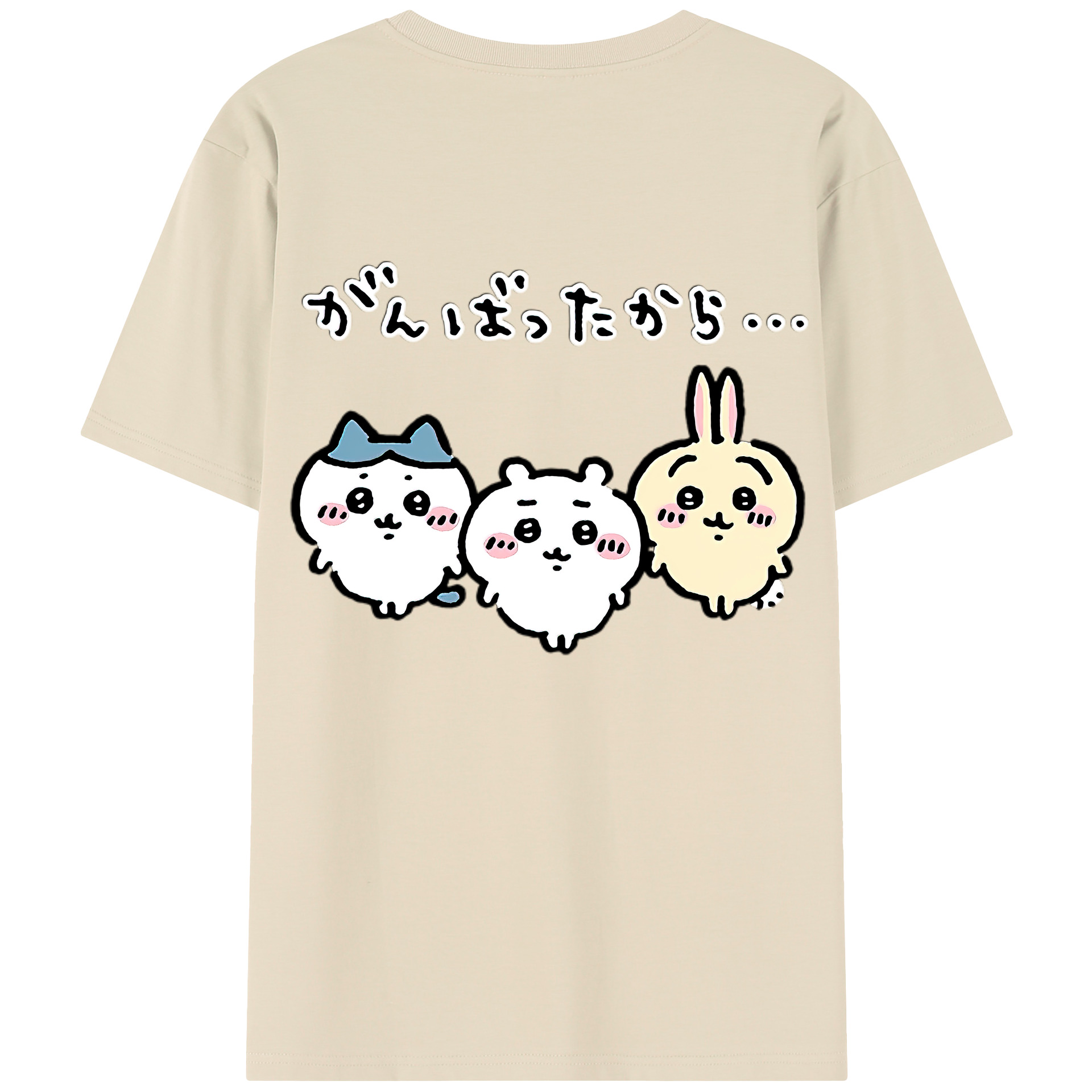 （画像用） ちいかわ ハチワレ Chii-kawa hachiware 綿100％半袖Tシャツ（背面プリント）