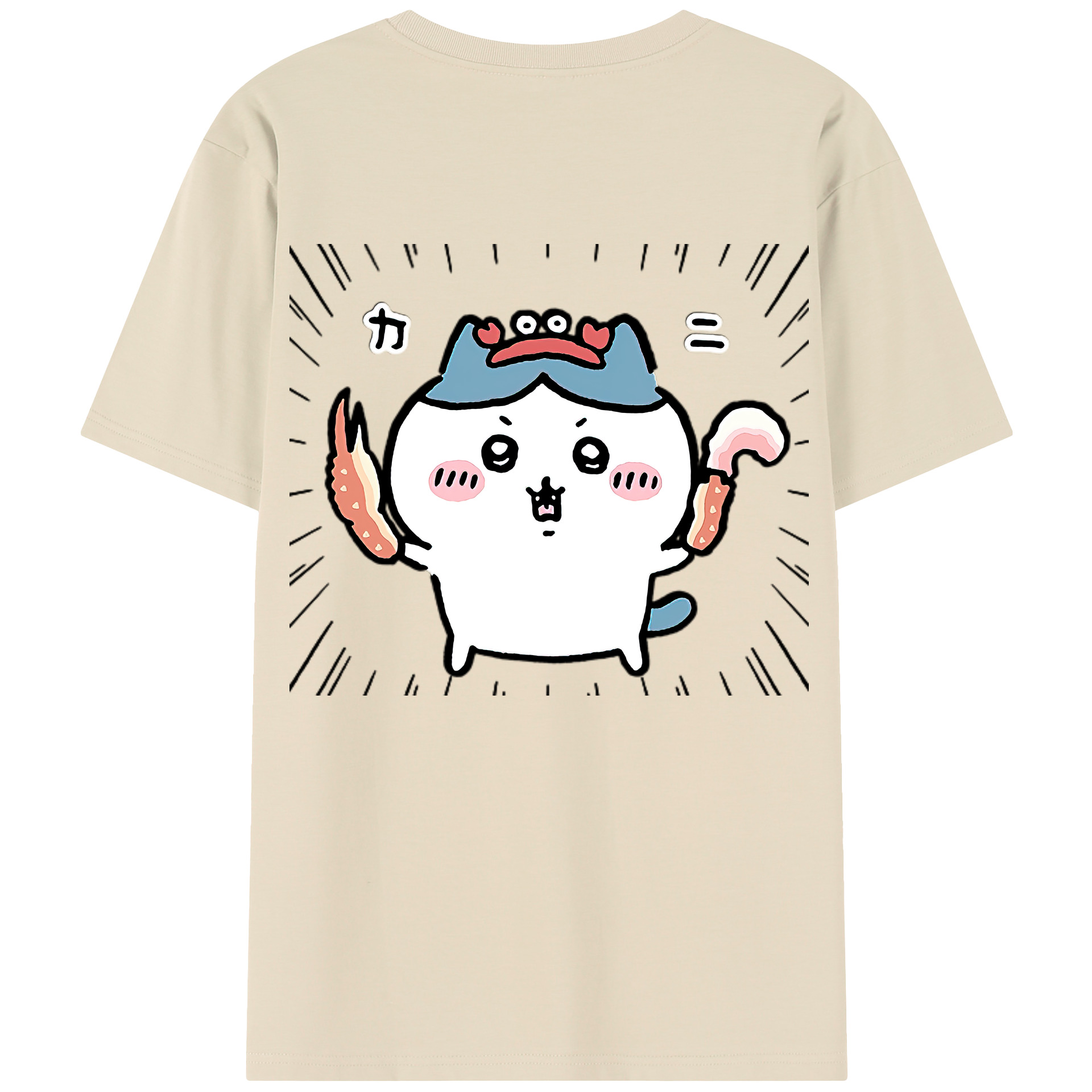 （画像用） ちいかわ ハチワレ Chii-kawa hachiware 綿100％半袖Tシャツ（背面プリント）