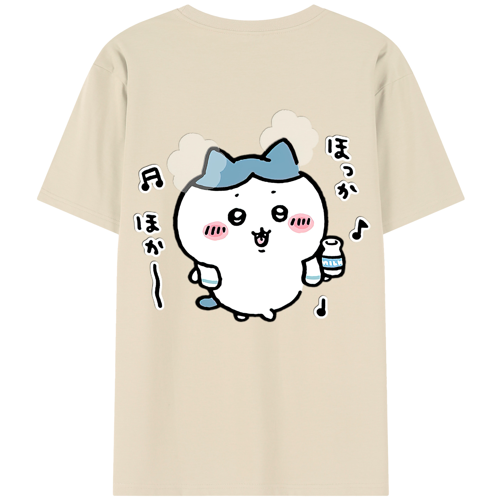 （画像用） ちいかわ ハチワレ Chii-kawa hachiware 綿100％半袖Tシャツ（背面プリント）