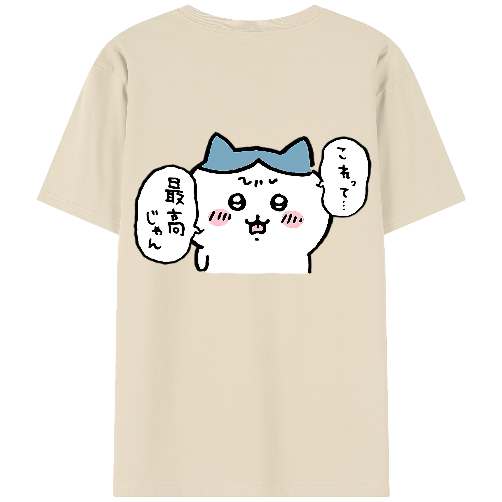 （画像用） ちいかわ ハチワレ Chii-kawa hachiware 綿100％半袖Tシャツ（背面プリント）