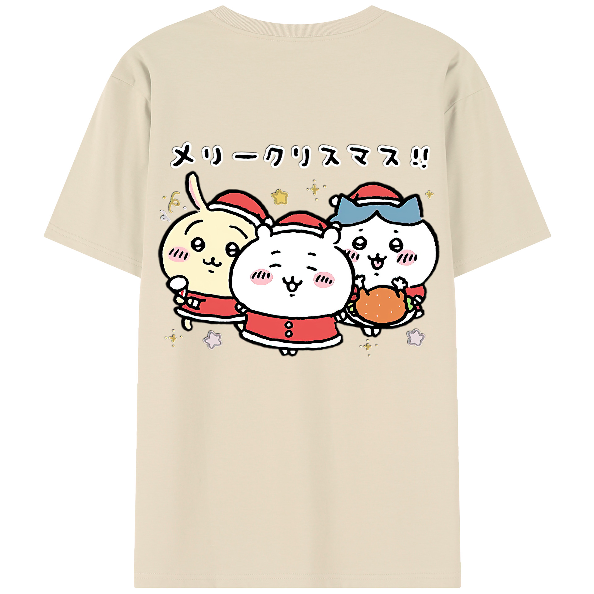 （画像用） ちいかわ ハチワレ Chii-kawa hachiware 綿100％半袖Tシャツ（背面プリント）