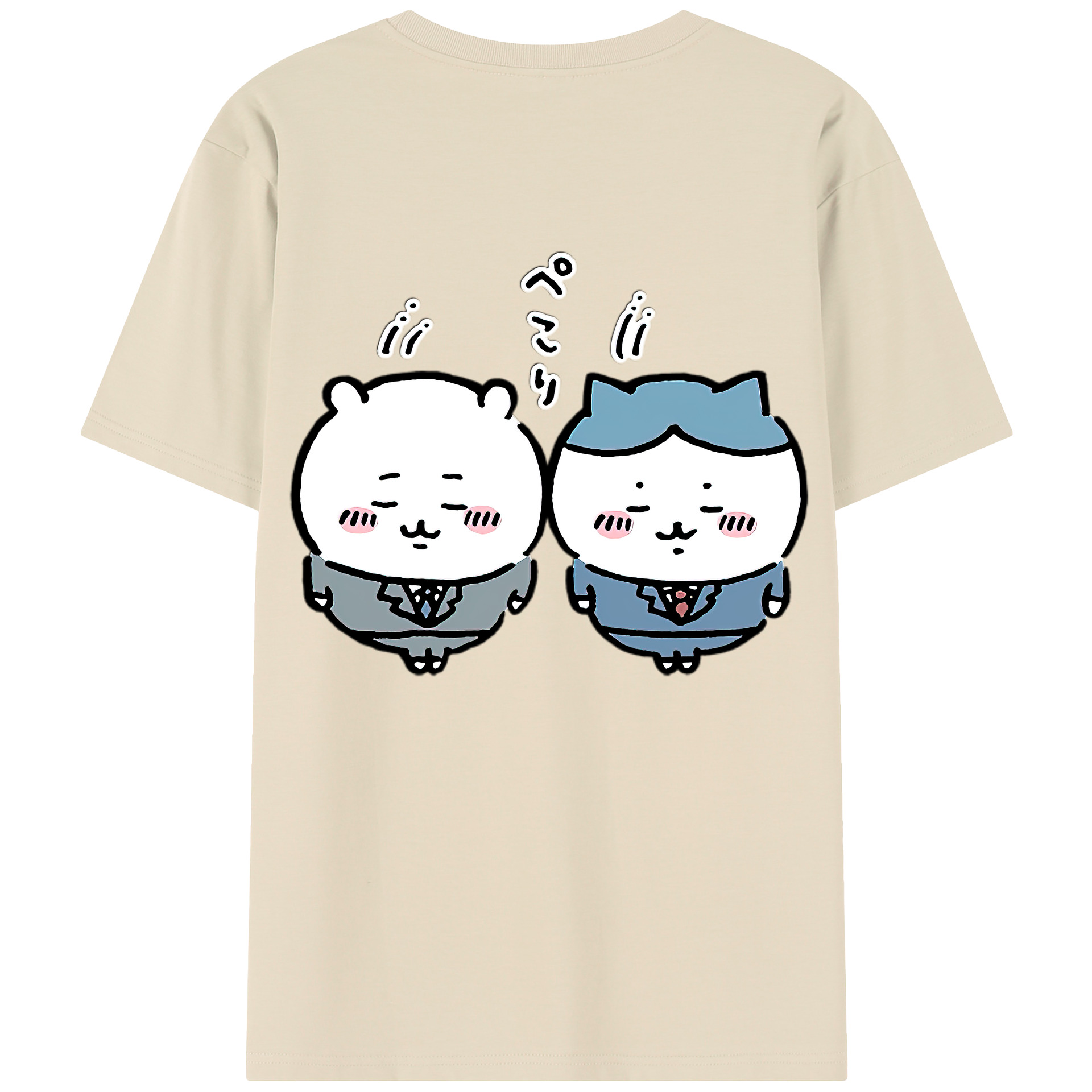 （画像用） ちいかわ ハチワレ Chii-kawa hachiware 綿100％半袖Tシャツ（背面プリント）
