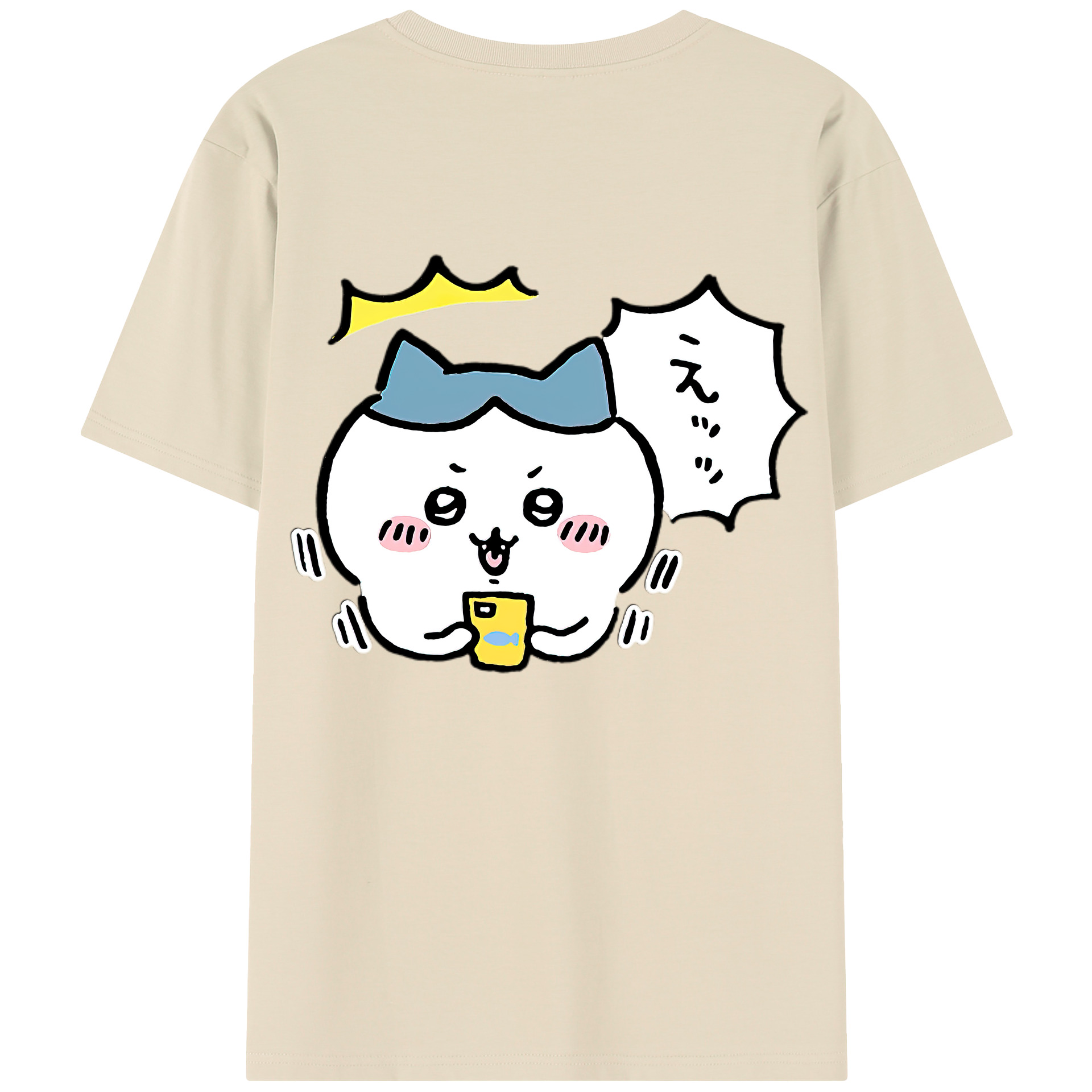 （画像用） ちいかわ ハチワレ Chii-kawa hachiware 綿100％半袖Tシャツ（背面プリント）
