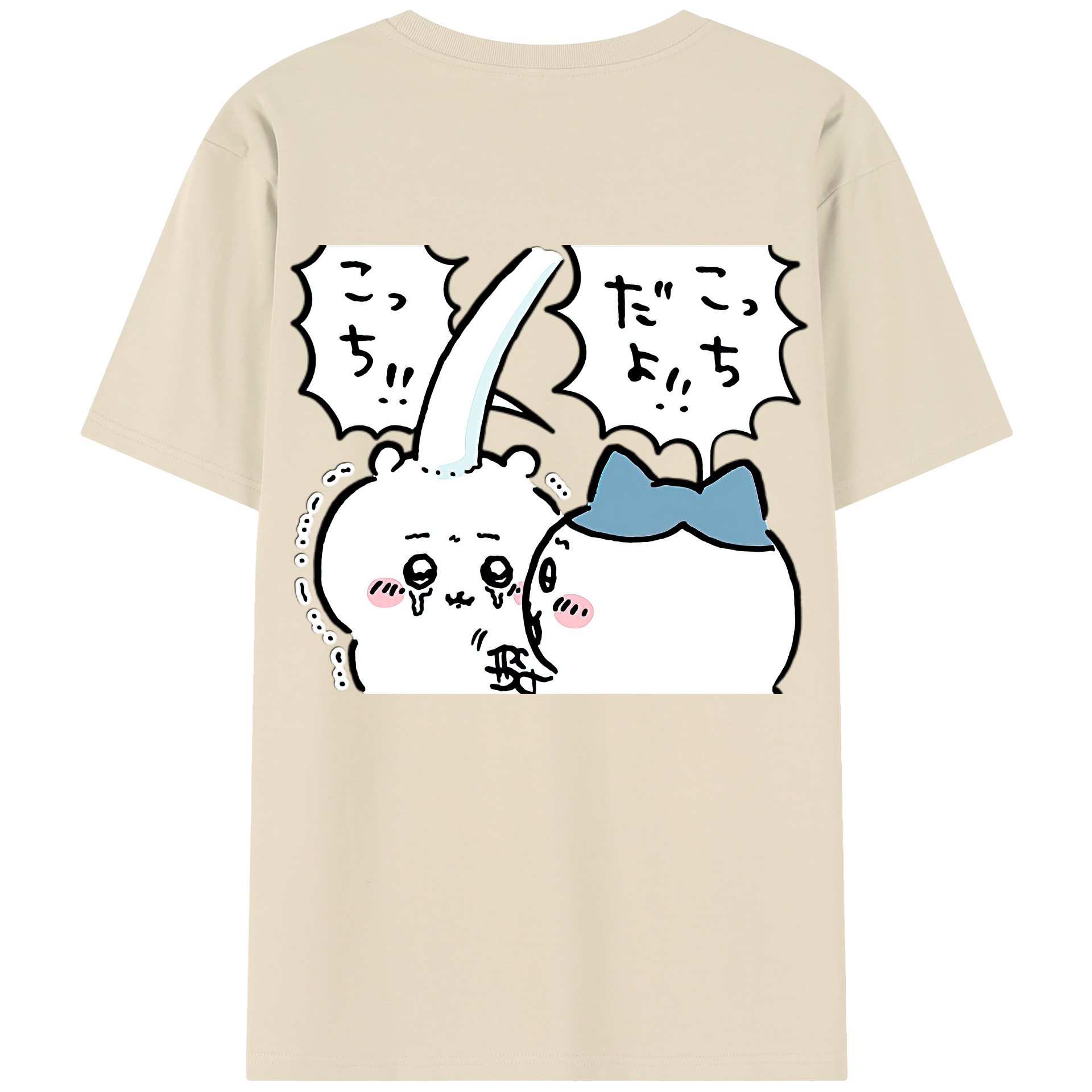 （画像用） ちいかわ ハチワレ Chii-kawa hachiware 綿100％半袖Tシャツ（背面プリント）