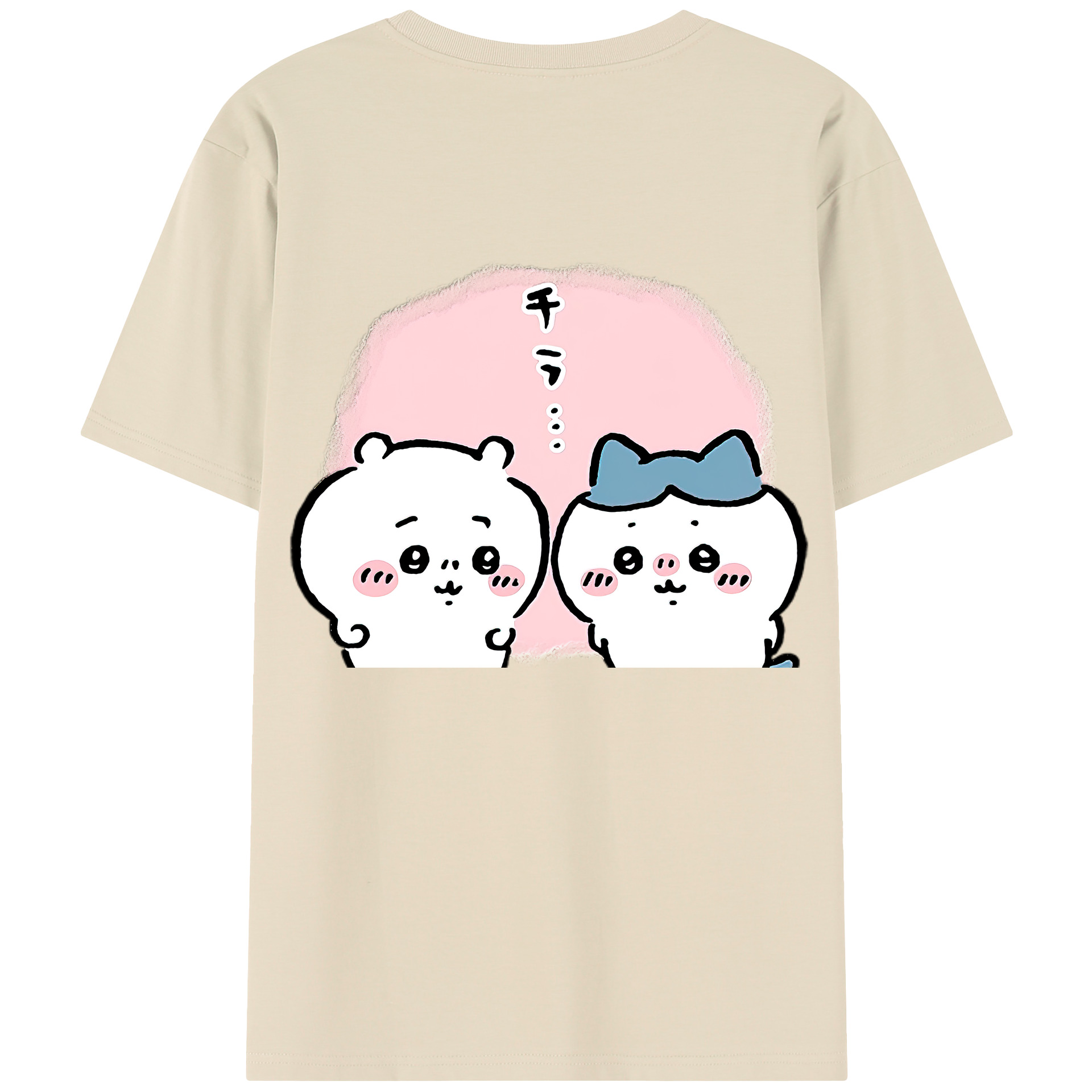 （画像用） ちいかわ ハチワレ Chii-kawa hachiware 綿100％半袖Tシャツ（背面プリント）