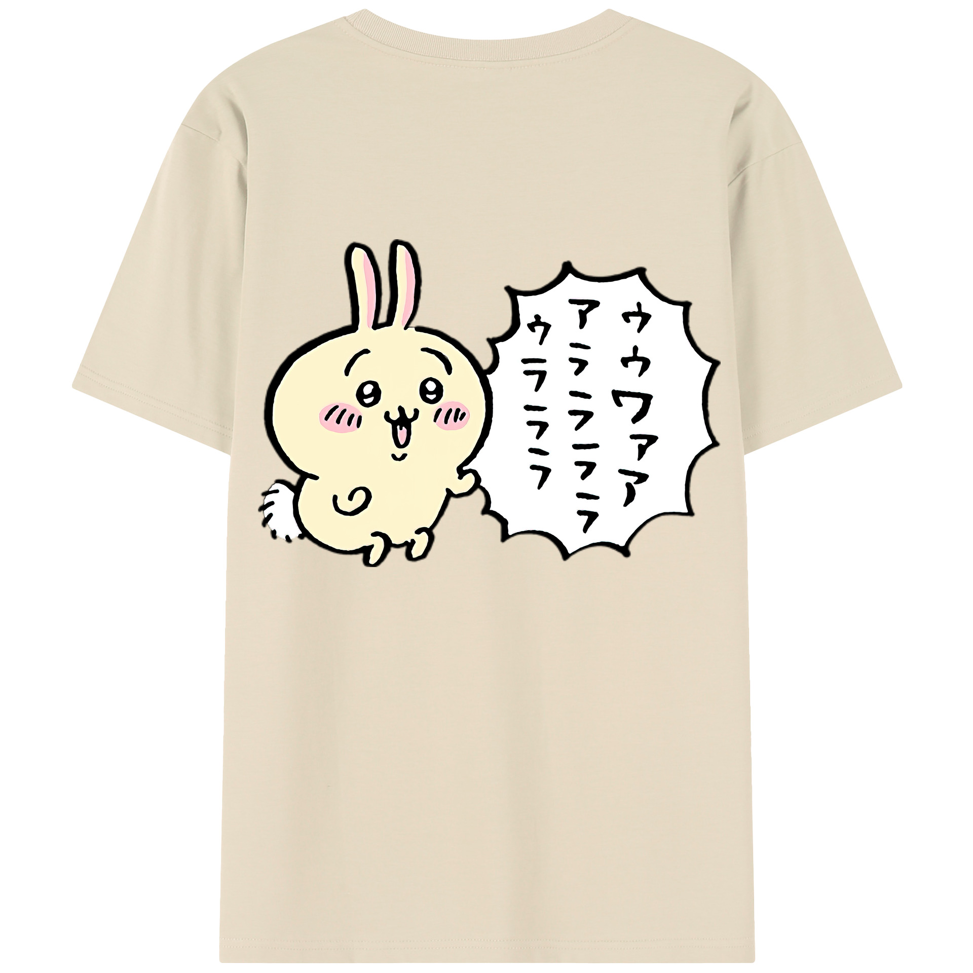 （画像用） ちいかわ うさぎ Chii-kawa usagi 綿100％半袖Tシャツ（背面プリント）