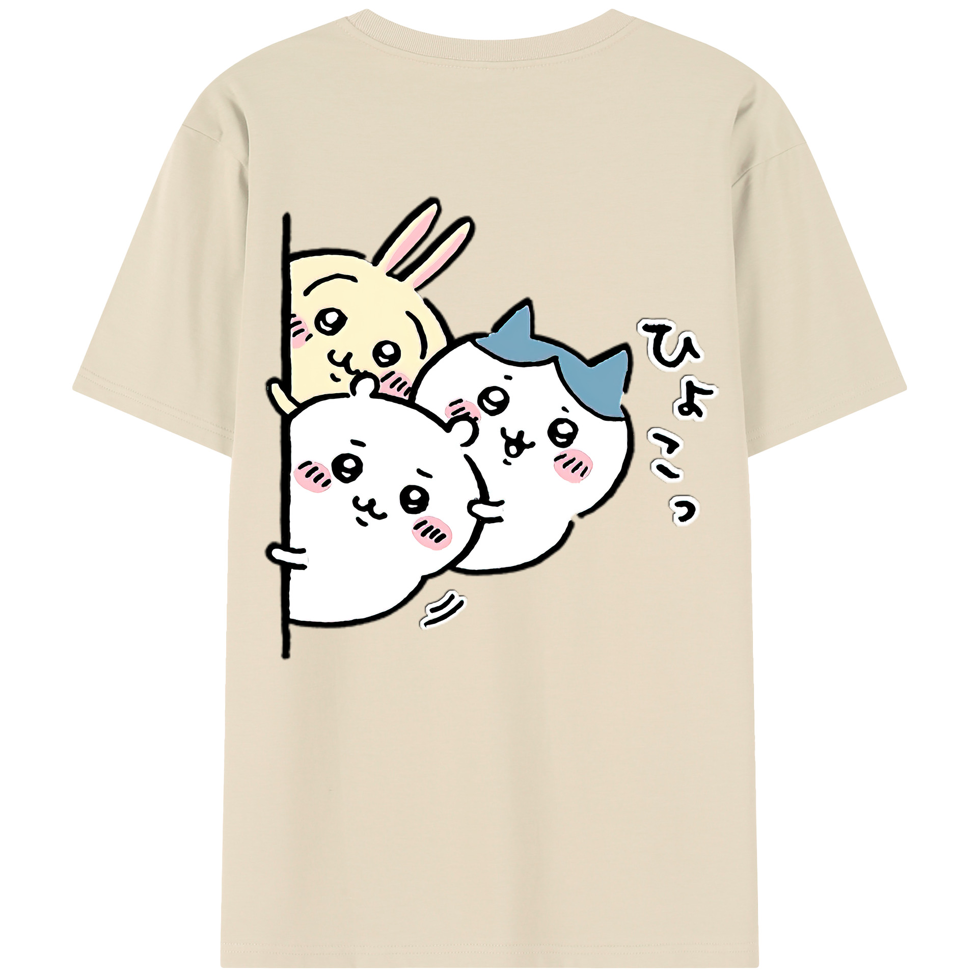 （画像用） ちいかわ うさぎ Chii-kawa usagi 綿100％半袖Tシャツ（背面プリント）