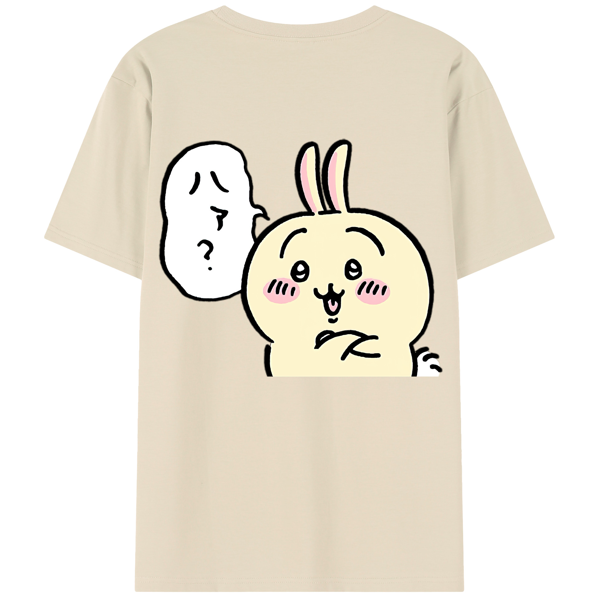 （画像用） ちいかわ うさぎ Chii-kawa usagi 綿100％半袖Tシャツ（背面プリント）