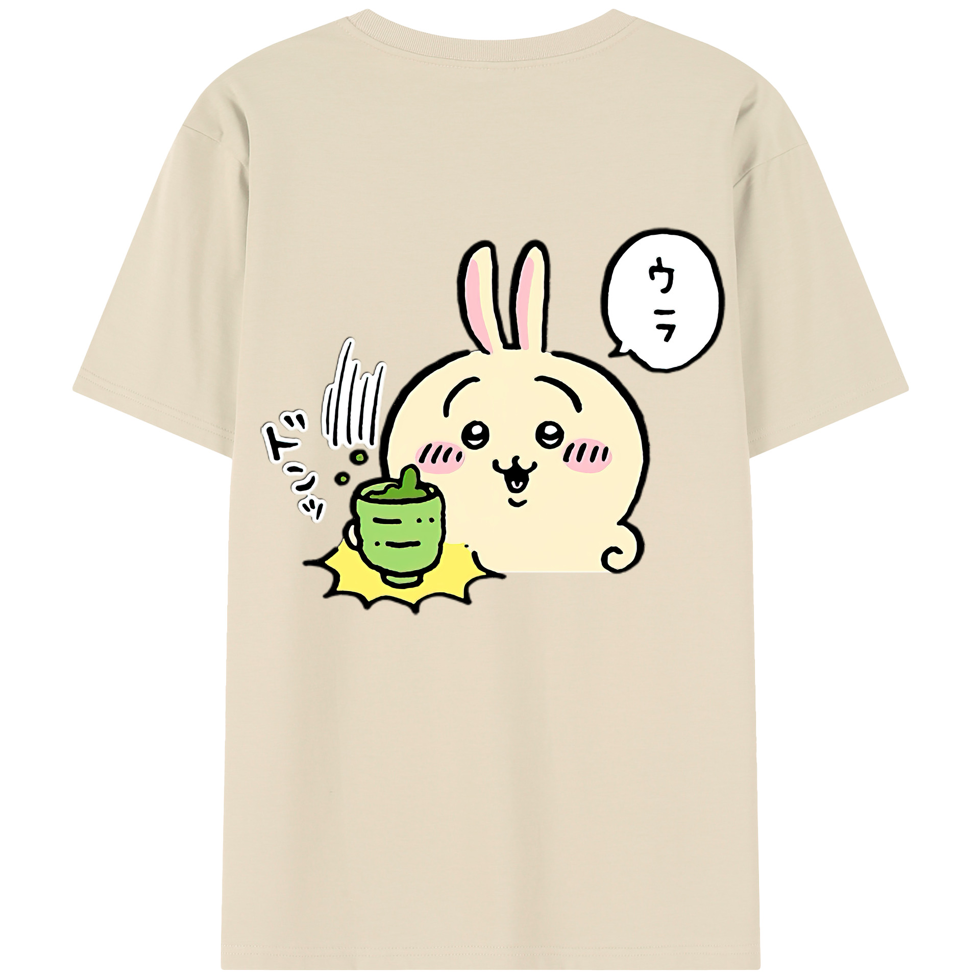 （画像用） ちいかわ うさぎ Chii-kawa usagi 綿100％半袖Tシャツ（背面プリント）