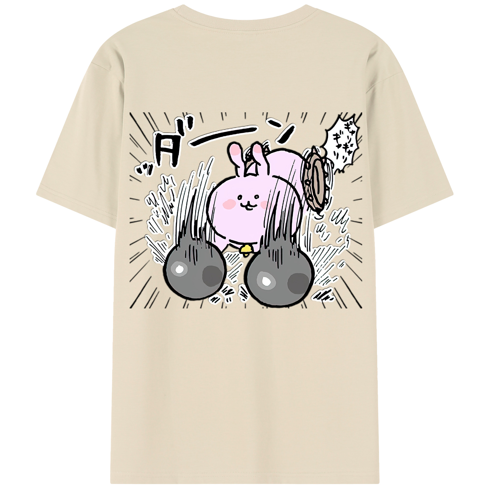 （画像用） ちいかわ うさぎ Chii-kawa usagi 綿100％半袖Tシャツ（背面プリント）