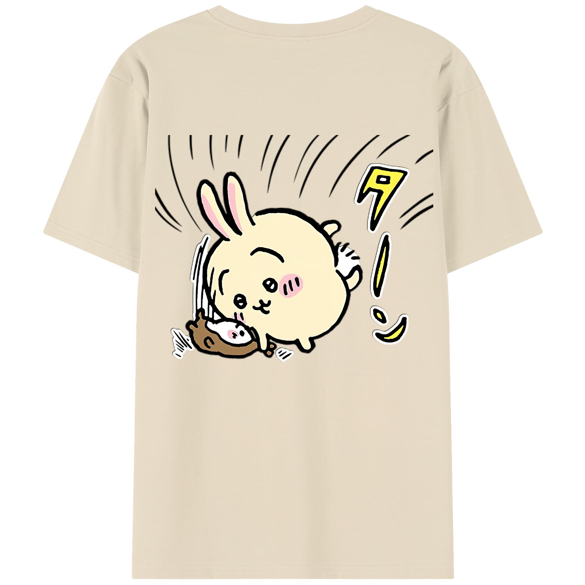 （画像用） ちいかわ うさぎ Chii-kawa usagi 綿100％半袖Tシャツ（背面プリント）
