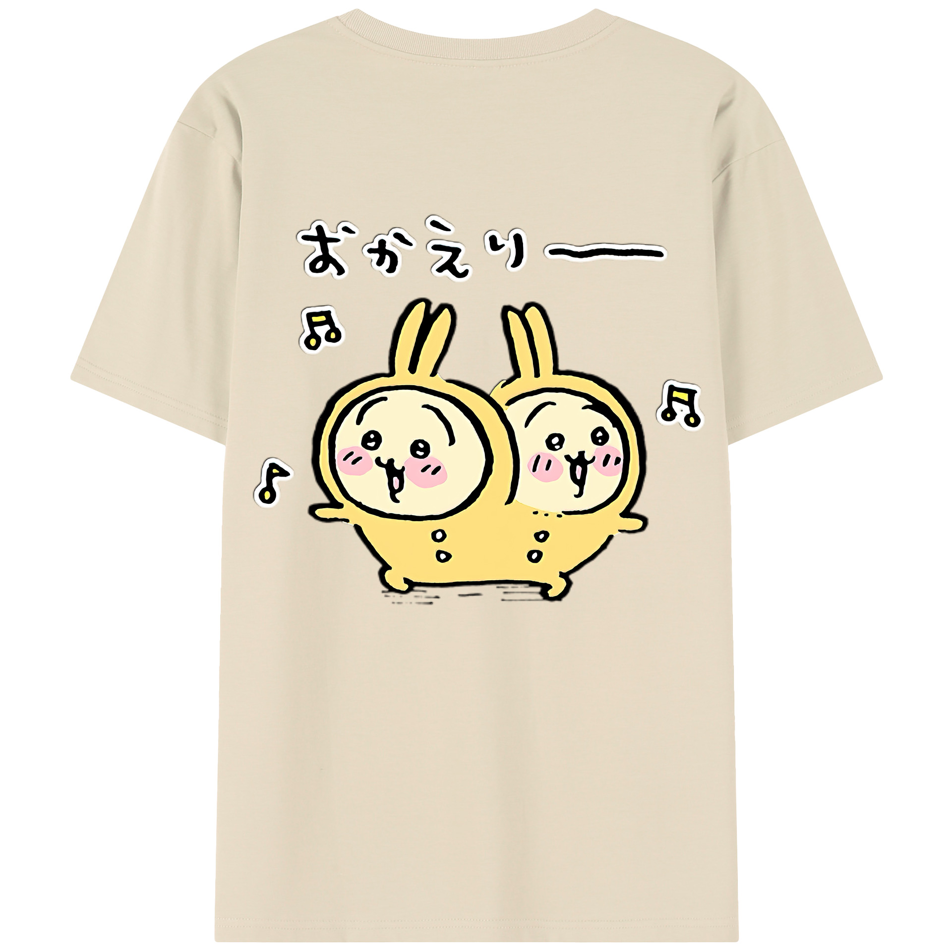 （画像用） ちいかわ うさぎ Chii-kawa usagi 綿100％半袖Tシャツ（背面プリント）