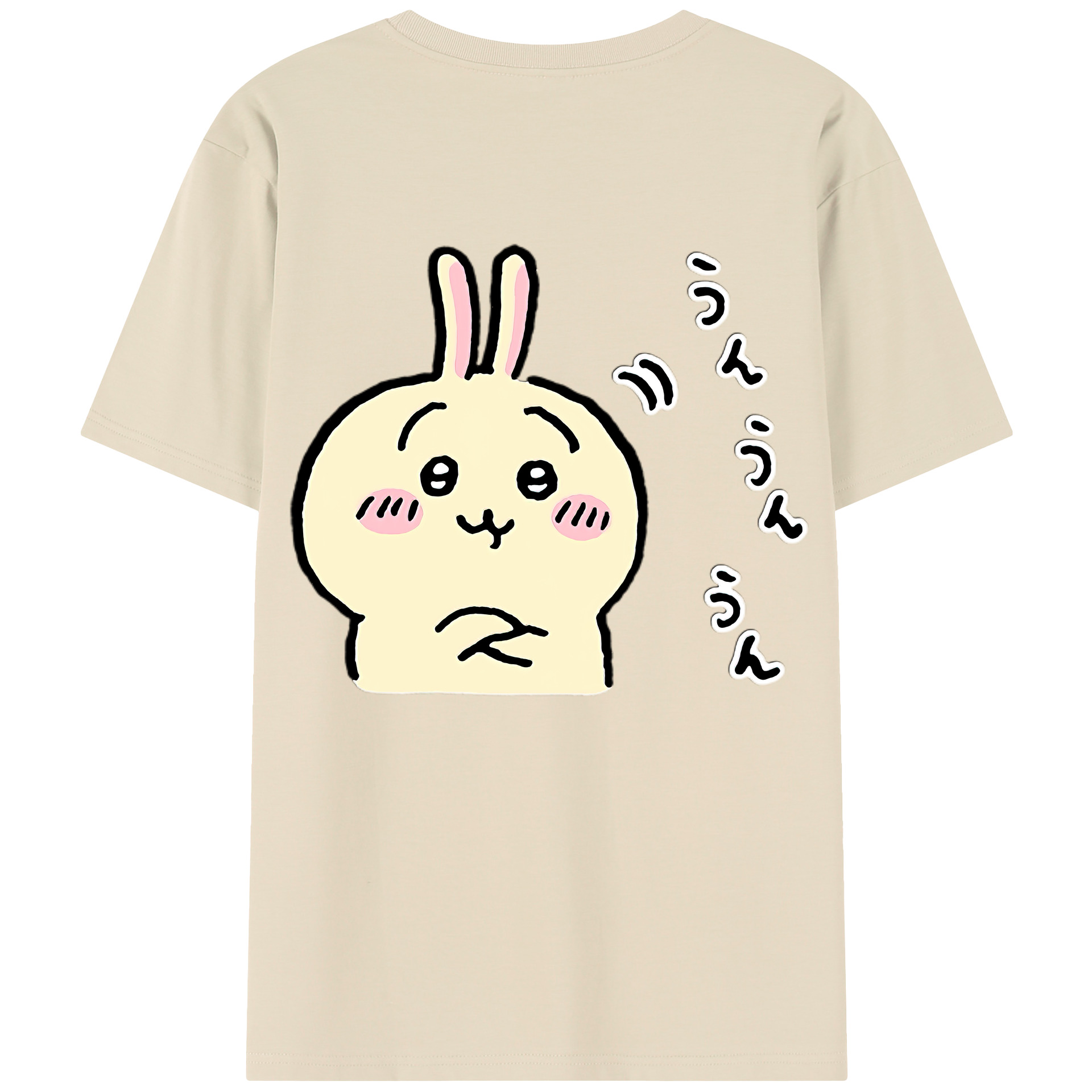 （画像用） ちいかわ うさぎ Chii-kawa usagi 綿100％半袖Tシャツ（背面プリント）