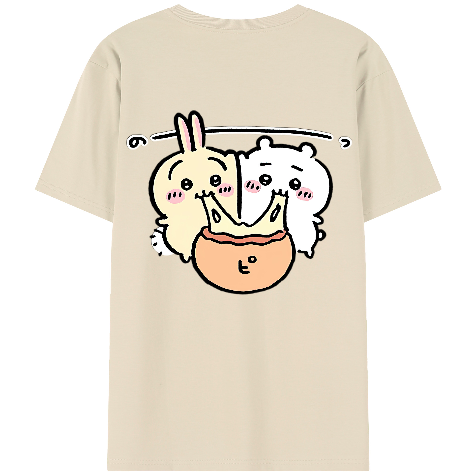 （画像用） ちいかわ うさぎ Chii-kawa usagi 綿100％半袖Tシャツ（背面プリント）