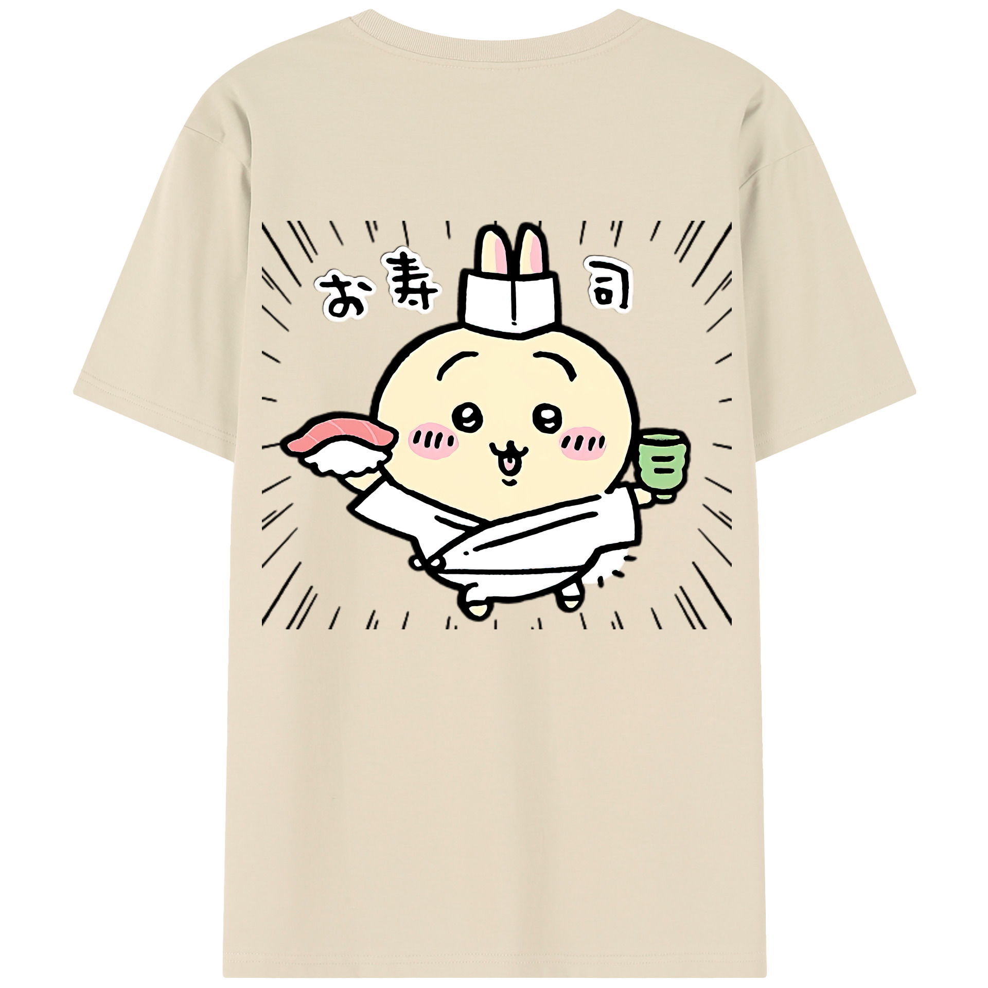 （画像用） ちいかわ うさぎ Chii-kawa usagi 綿100％半袖Tシャツ（背面プリント）