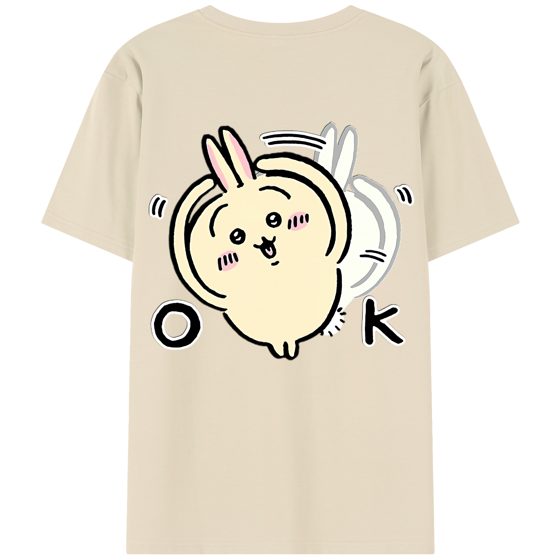 （画像用） ちいかわ うさぎ Chii-kawa usagi 綿100％半袖Tシャツ（背面プリント）