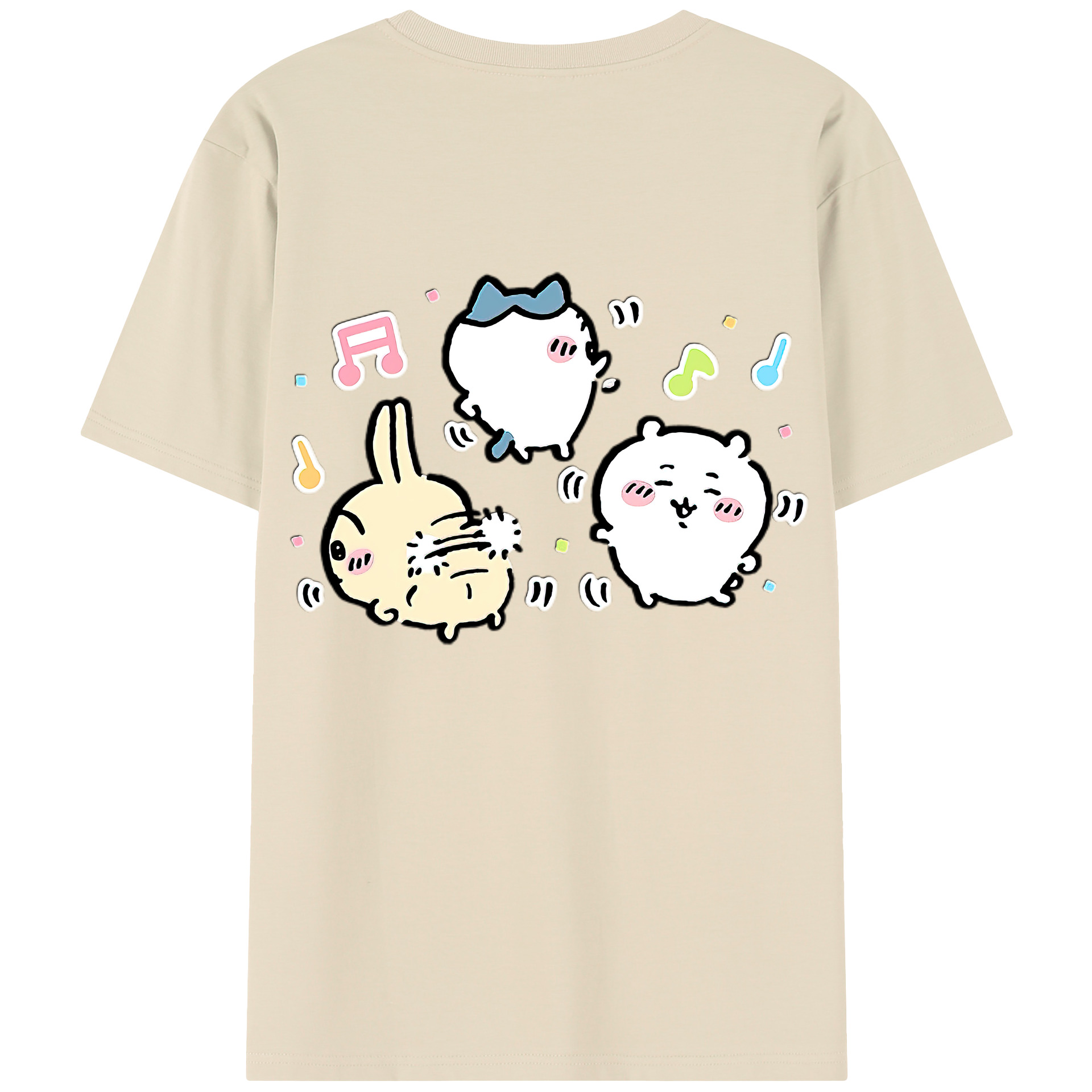 （画像用） ちいかわ うさぎ Chii-kawa usagi 綿100％半袖Tシャツ（背面プリント）