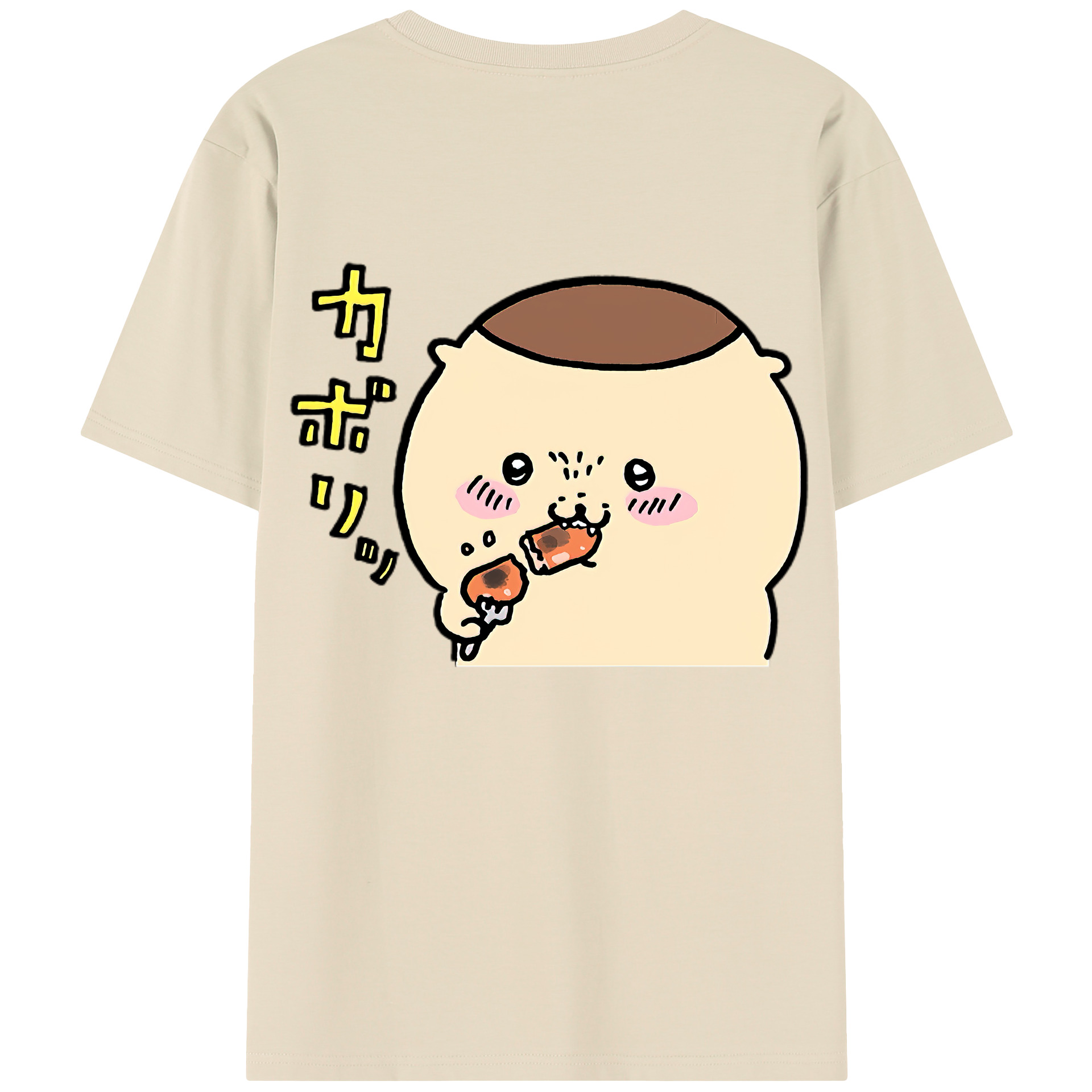 （画像用） ちいかわ くりまんじゅう Chii-kawa kuri manjū 綿100％半袖Tシャツ（背面プリント）