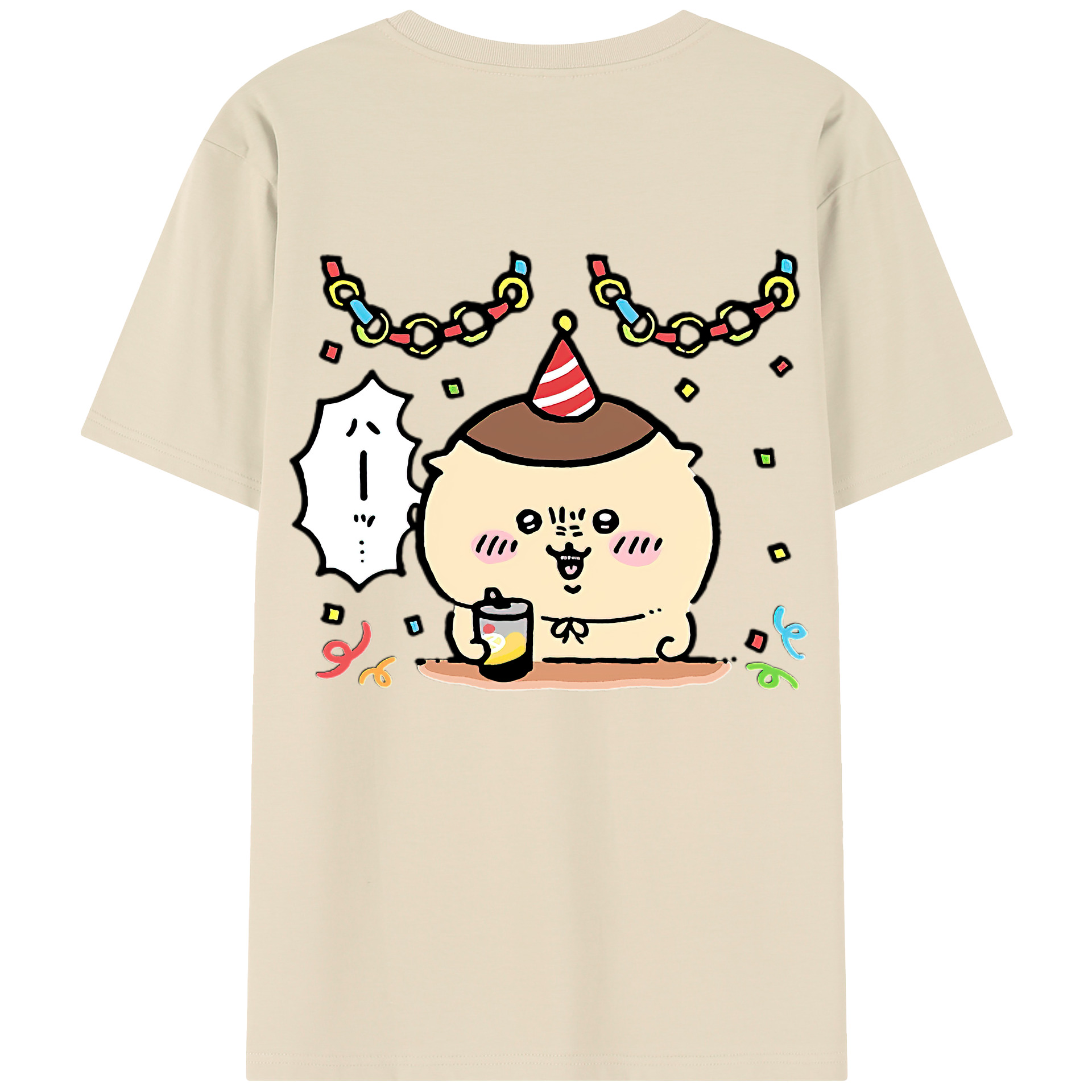 （画像用） ちいかわ くりまんじゅう Chii-kawa kuri manjū 綿100％半袖Tシャツ（背面プリント）