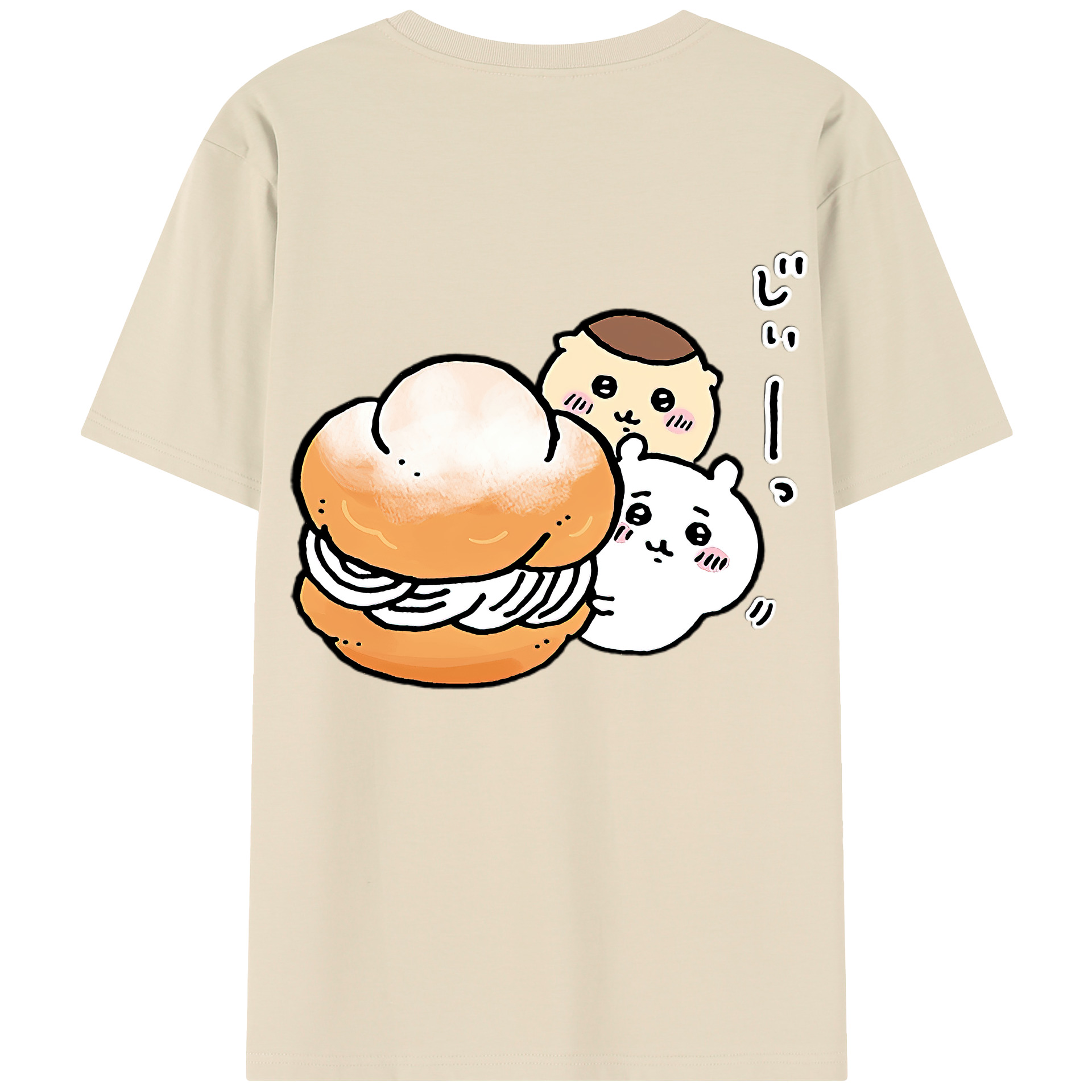 （画像用） ちいかわ くりまんじゅう Chii-kawa kuri manjū 綿100％半袖Tシャツ（背面プリント）