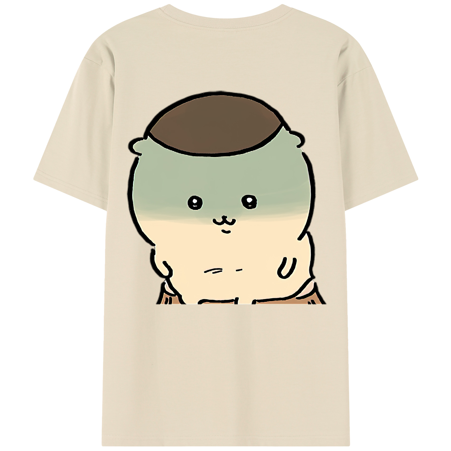 （画像用） ちいかわ くりまんじゅう Chii-kawa kuri manjū 綿100％半袖Tシャツ（背面プリント）