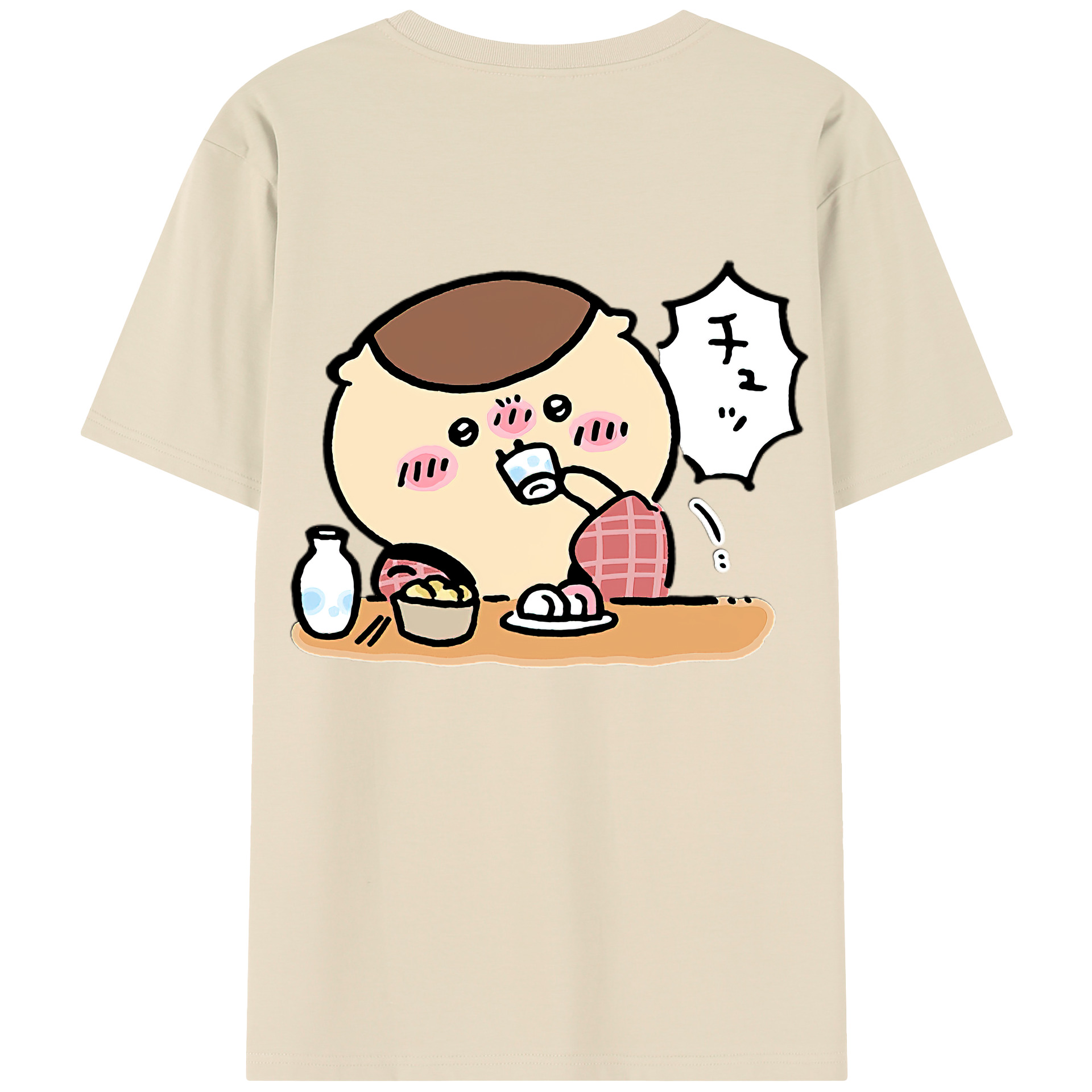（画像用） ちいかわ くりまんじゅう Chii-kawa kuri manjū 綿100％半袖Tシャツ（背面プリント）