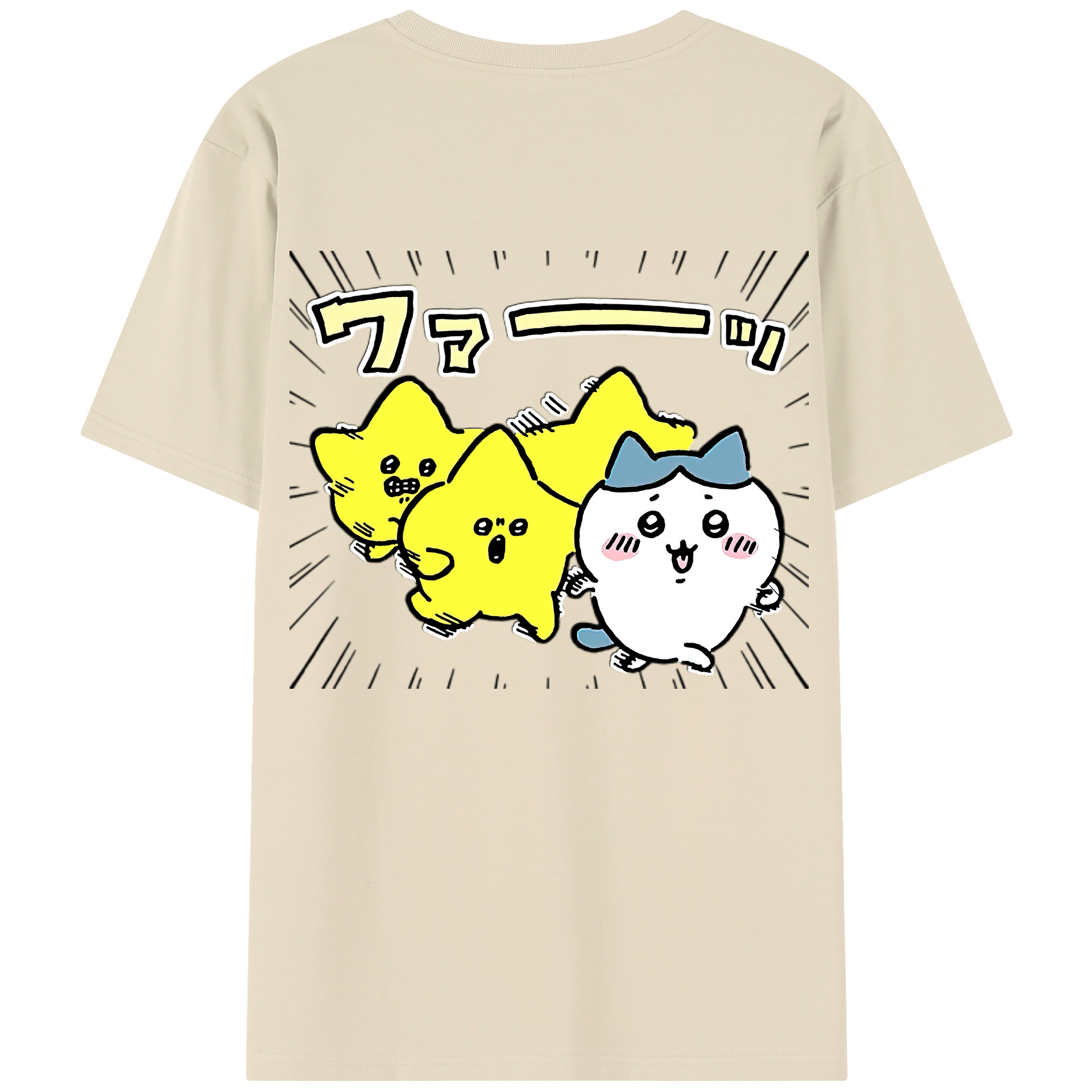 （画像用） ちいかわ 流れ星 Chii-kawa Shooting star 綿100％半袖Tシャツ（背面プリント）