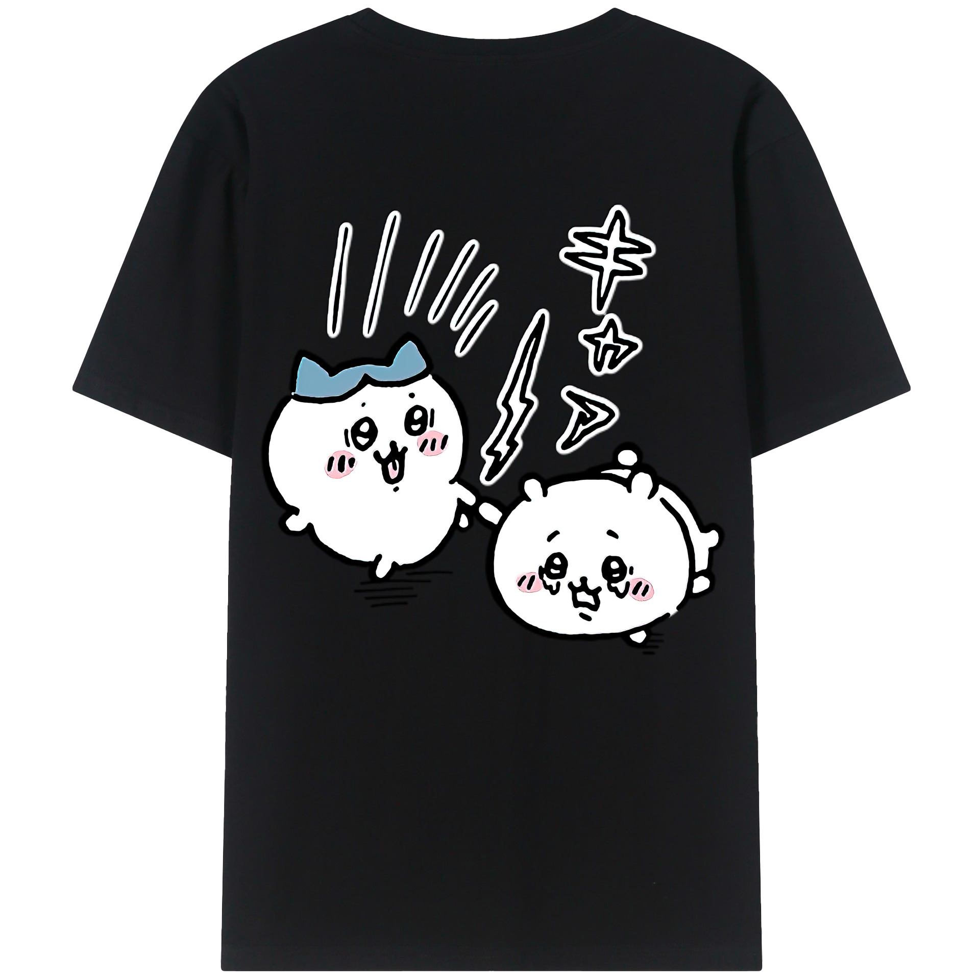 （画像用） ちいかわ ハチワレ Chii-kawa hachiware 綿100％半袖Tシャツ（背面プリント）