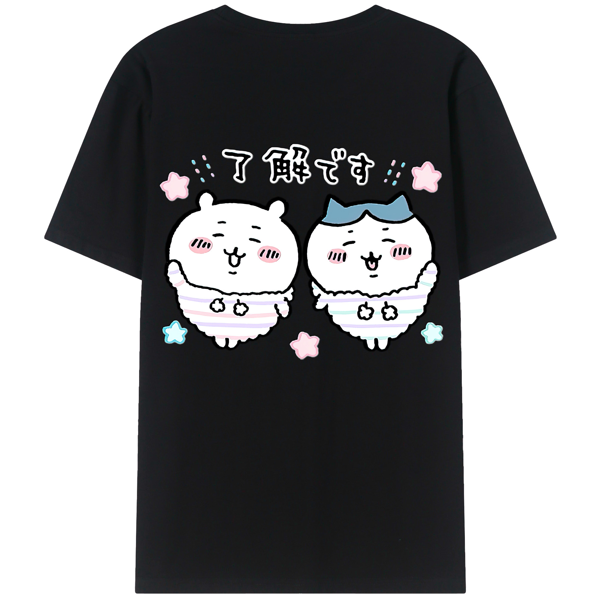 （画像用） ちいかわ ハチワレ Chii-kawa hachiware 綿100％半袖Tシャツ（背面プリント）