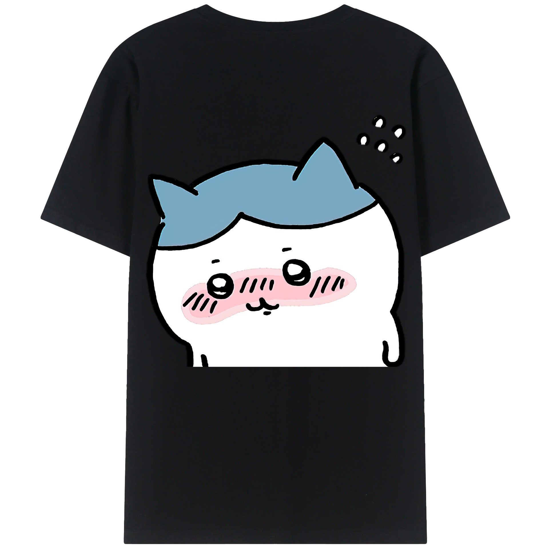 （画像用） ちいかわ ハチワレ Chii-kawa hachiware 綿100％半袖Tシャツ（背面プリント）