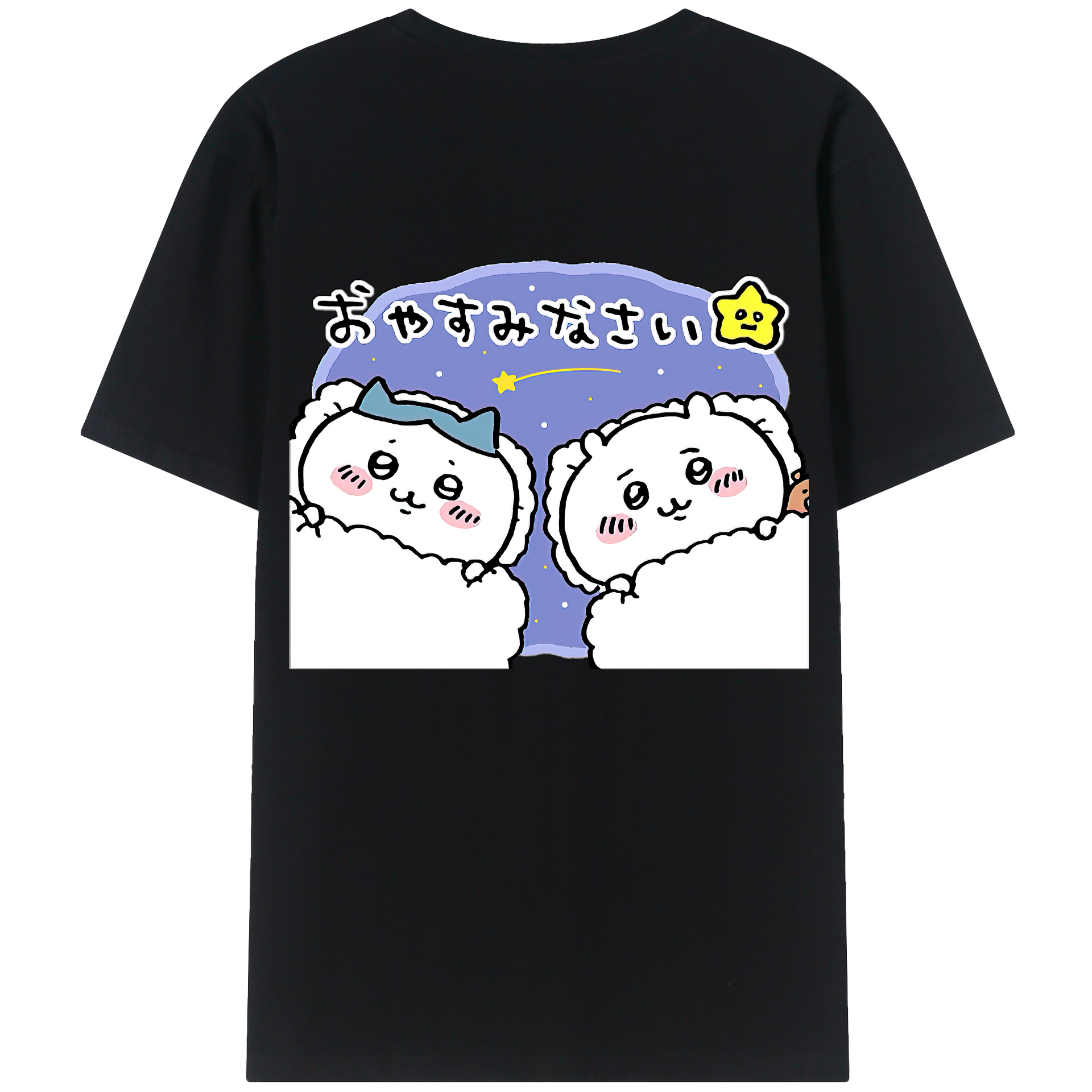 （画像用） ちいかわ ハチワレ Chii-kawa hachiware 綿100％半袖Tシャツ（背面プリント）