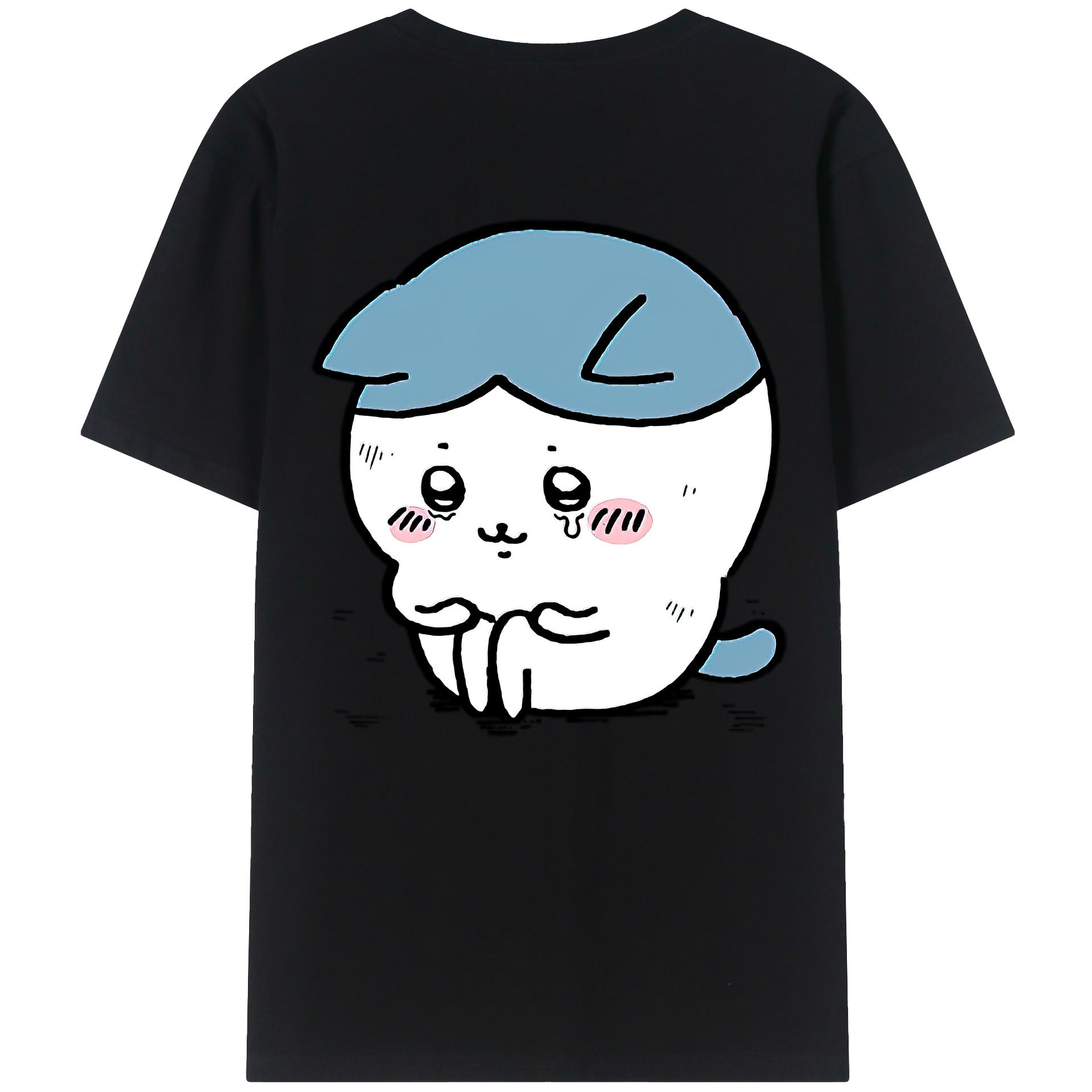 （画像用） ちいかわ ハチワレ Chii-kawa hachiware 綿100％半袖Tシャツ（背面プリント）