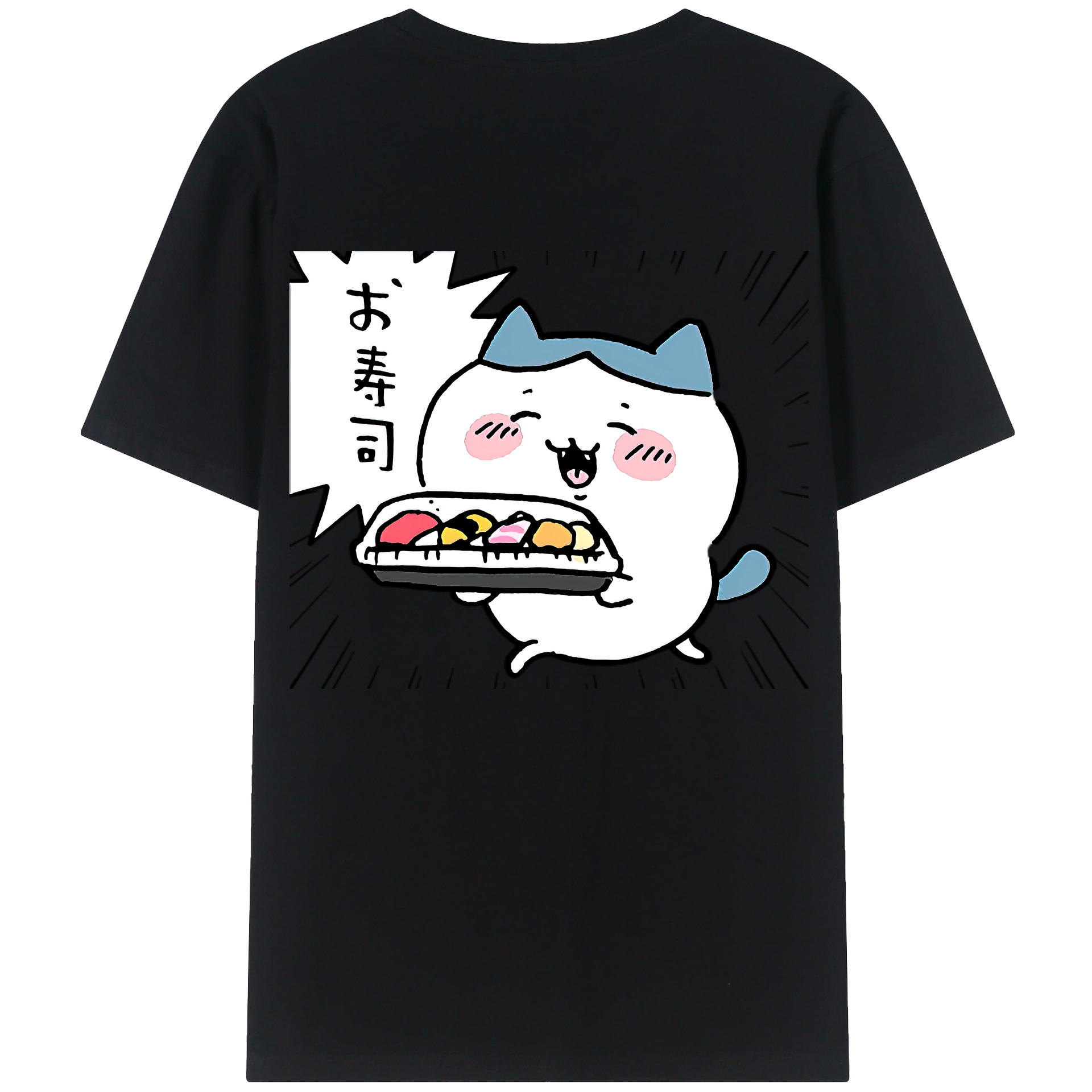 （画像用） ちいかわ ハチワレ Chii-kawa hachiware 綿100％半袖Tシャツ（背面プリント）