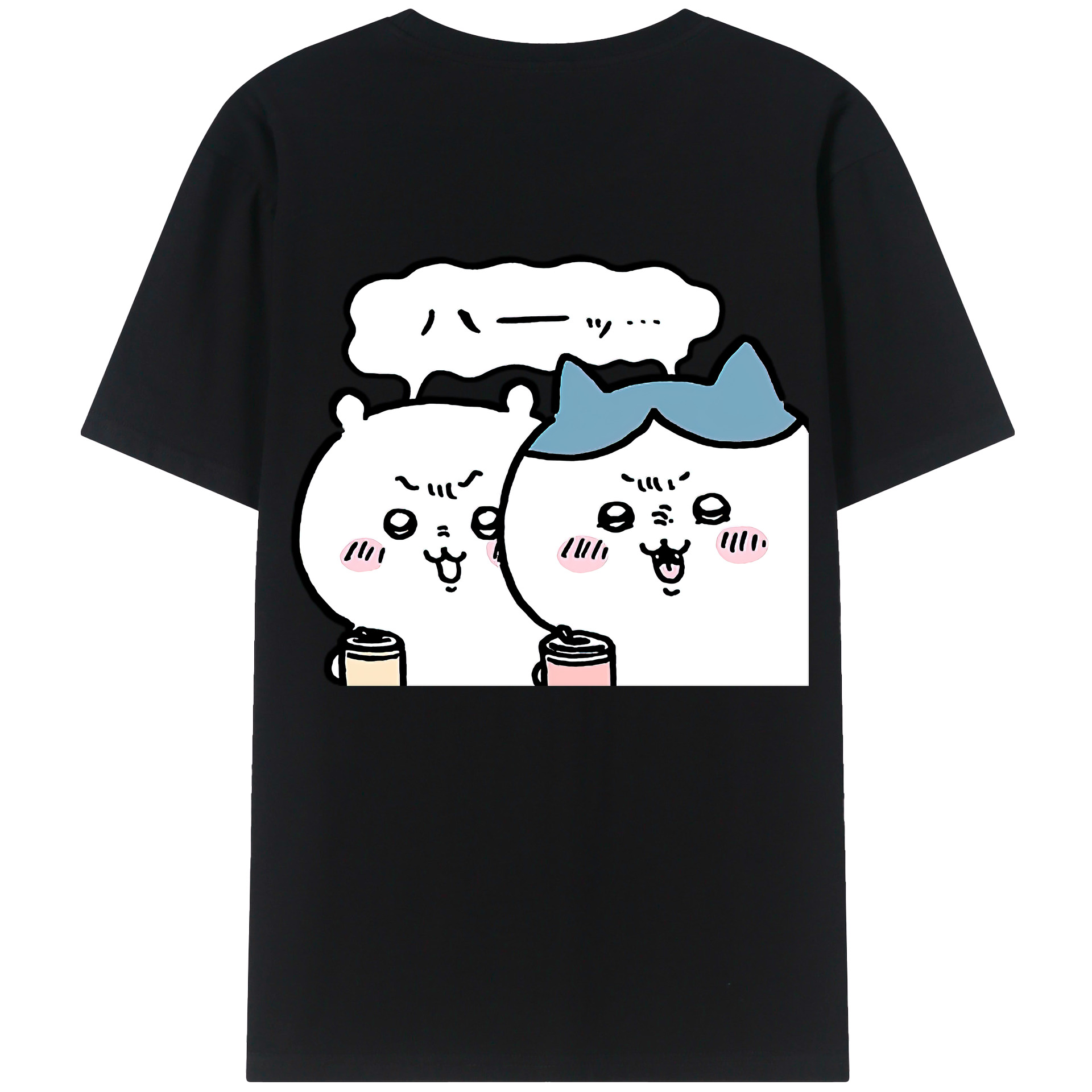 （画像用） ちいかわ ハチワレ Chii-kawa hachiware 綿100％半袖Tシャツ（背面プリント）