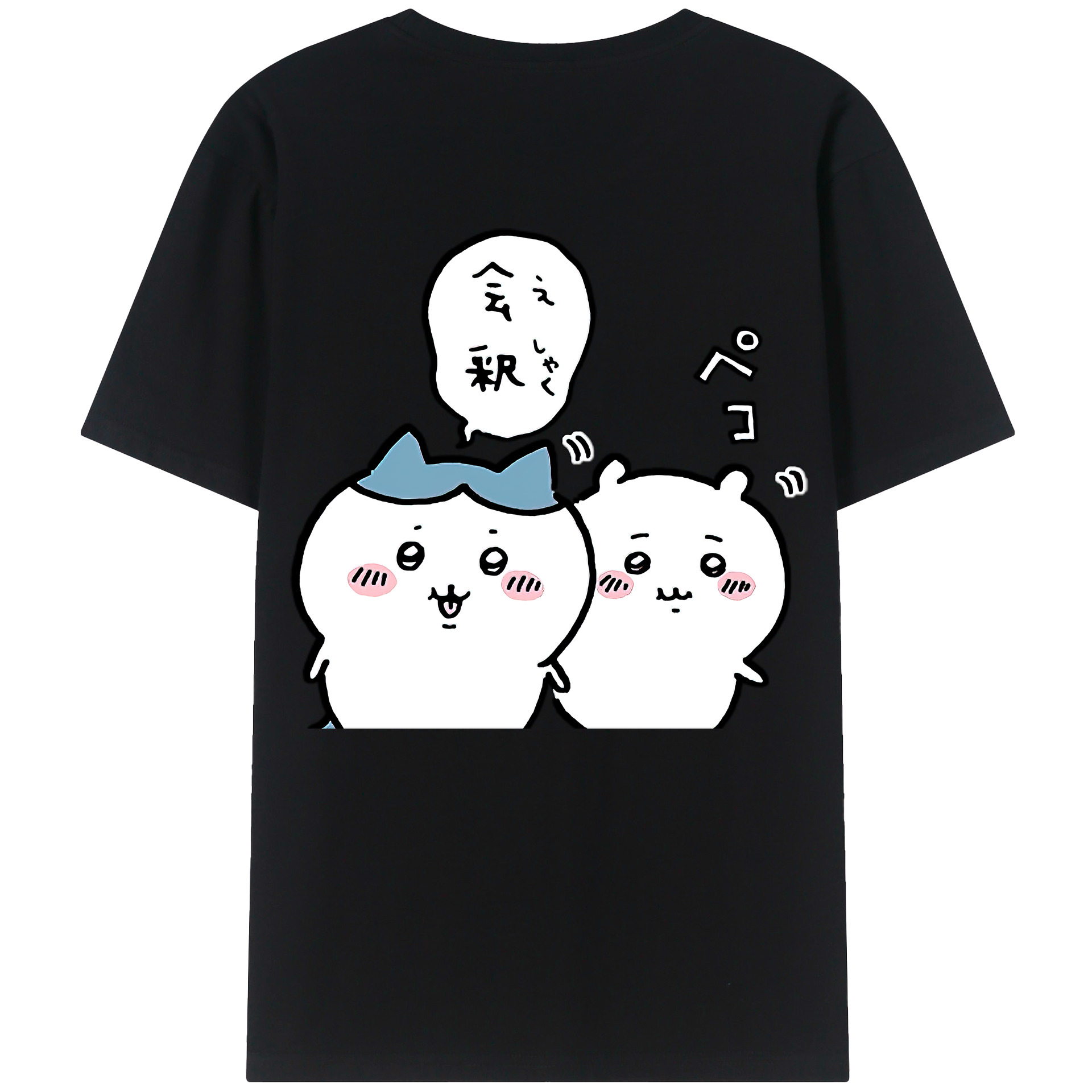 （画像用） ちいかわ ハチワレ Chii-kawa hachiware 綿100％半袖Tシャツ（背面プリント）