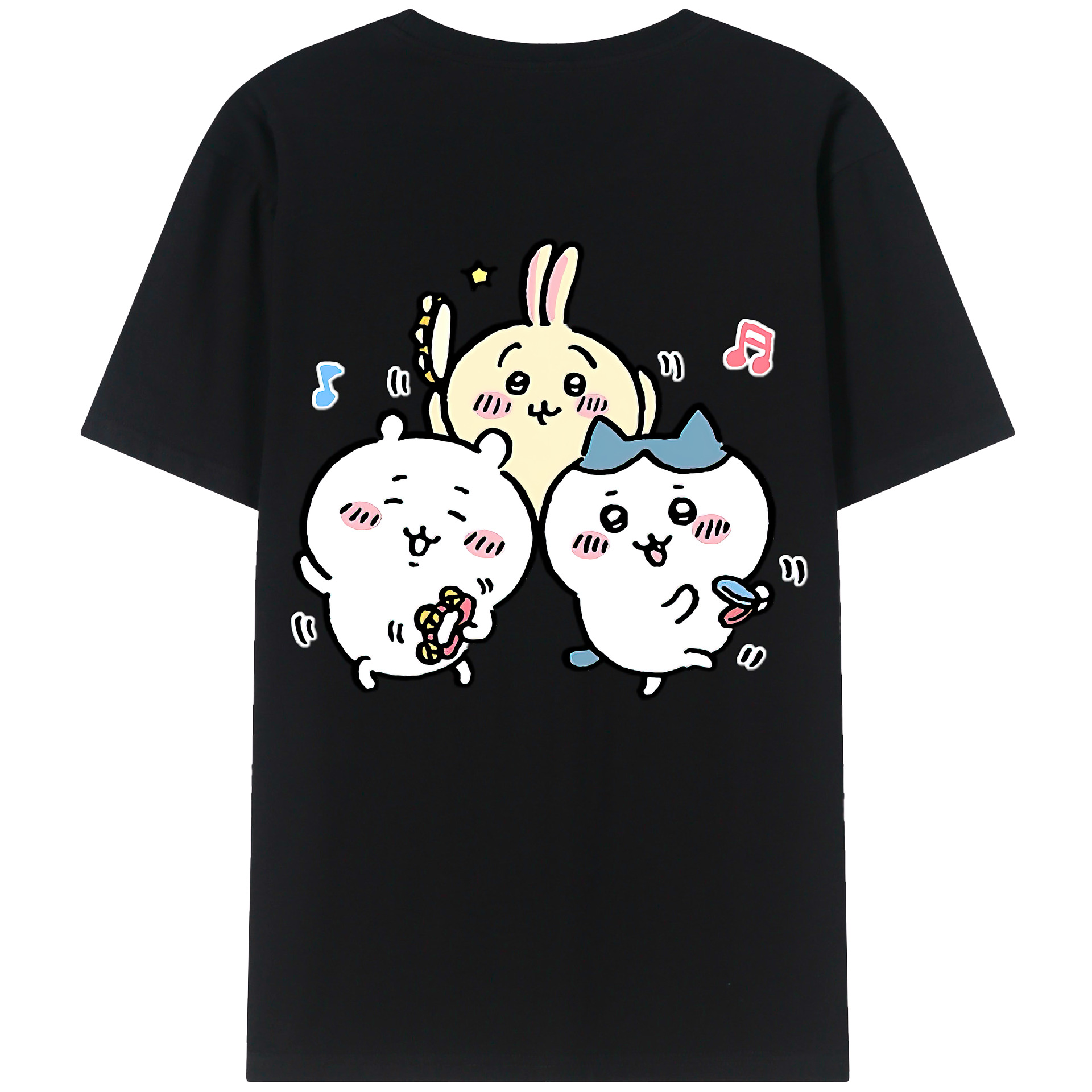 （画像用） ちいかわ ハチワレ Chii-kawa hachiware 綿100％半袖Tシャツ（背面プリント）