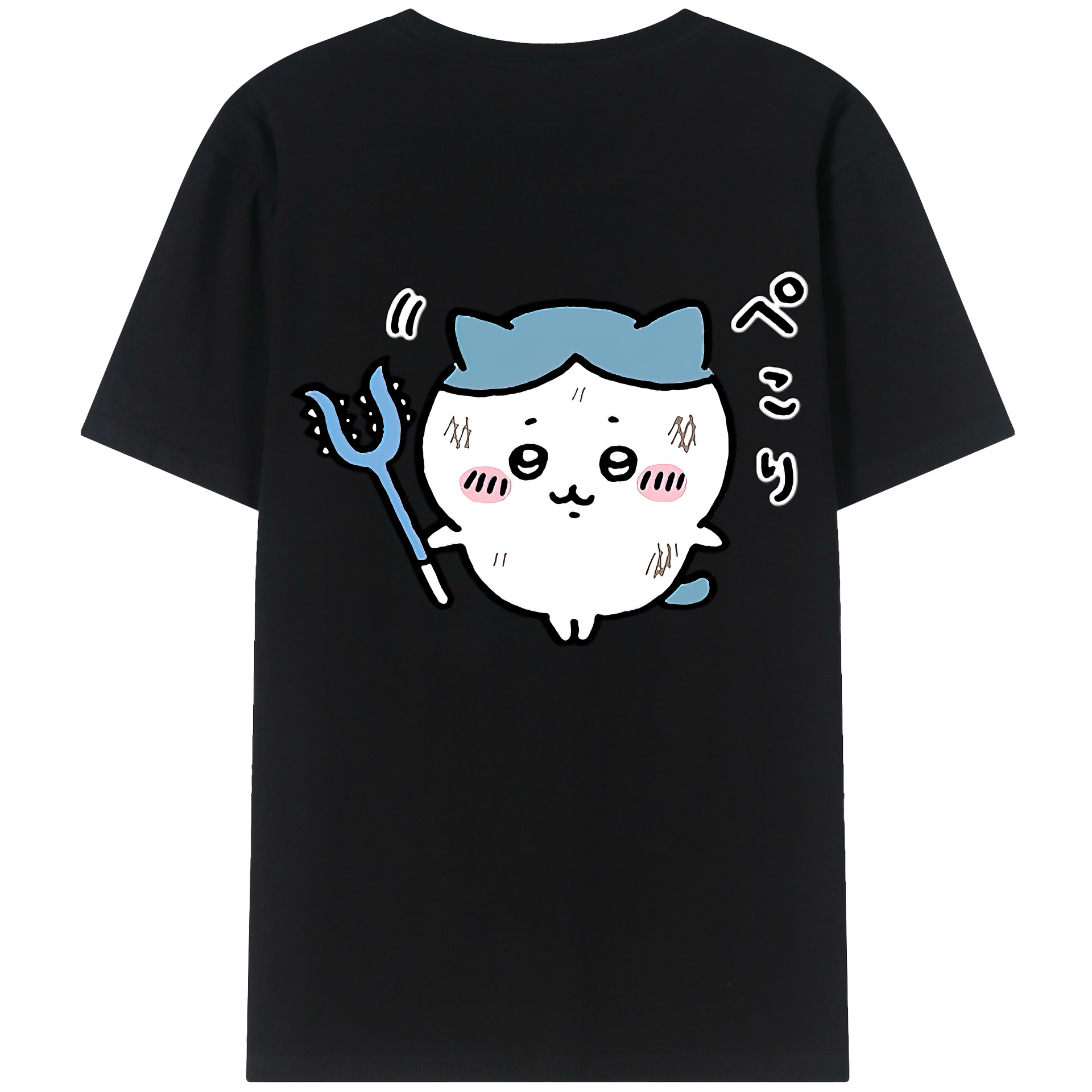 （画像用） ちいかわ ハチワレ Chii-kawa hachiware 綿100％半袖Tシャツ（背面プリント）