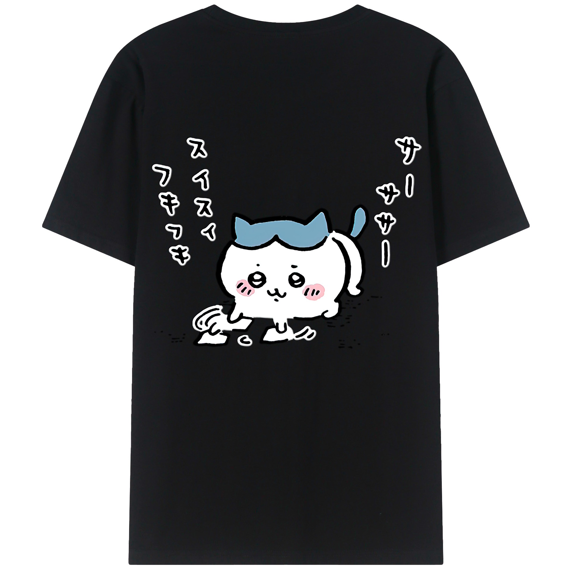 （画像用） ちいかわ ハチワレ Chii-kawa hachiware 綿100％半袖Tシャツ（背面プリント）