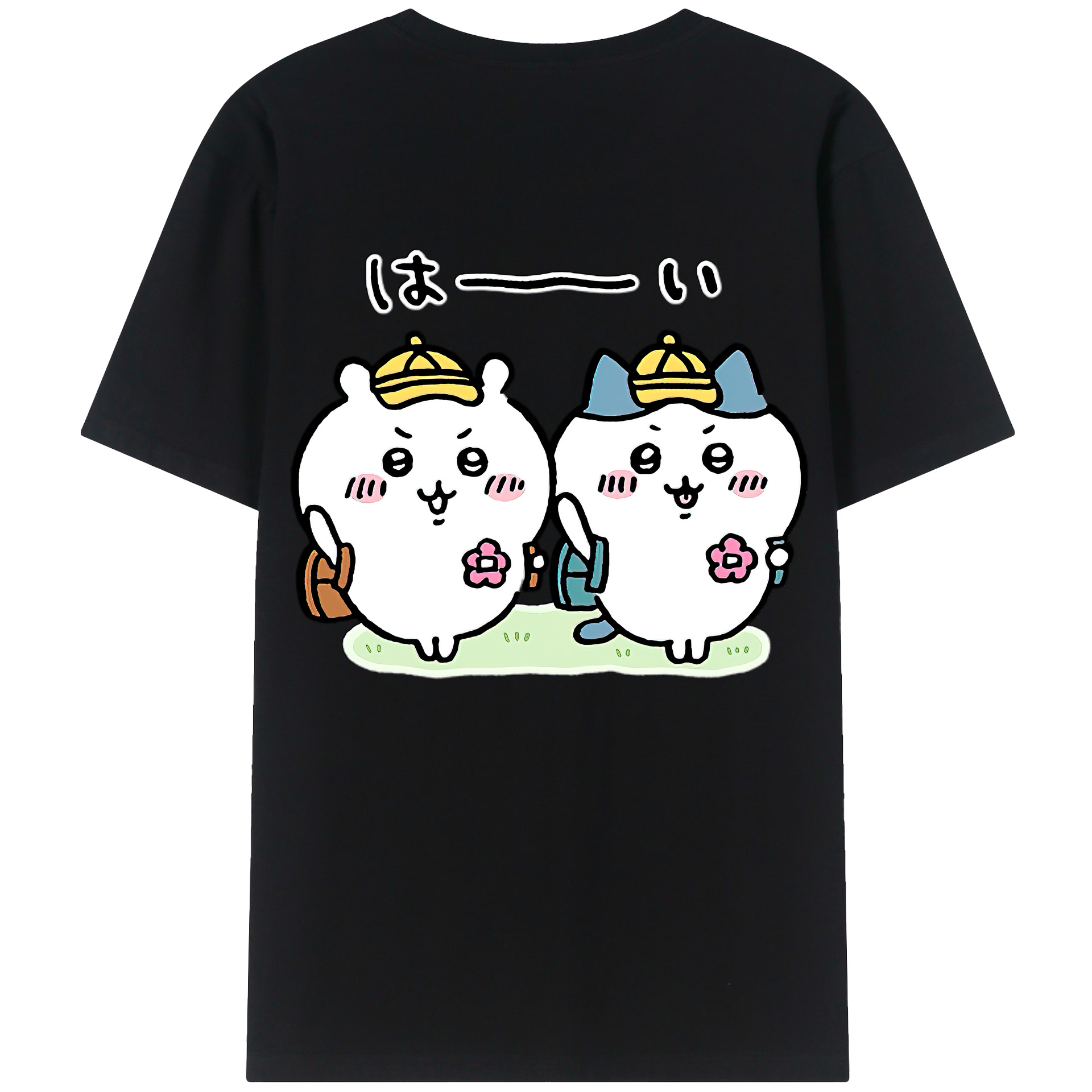 （画像用） ちいかわ ハチワレ Chii-kawa hachiware 綿100％半袖Tシャツ（背面プリント）