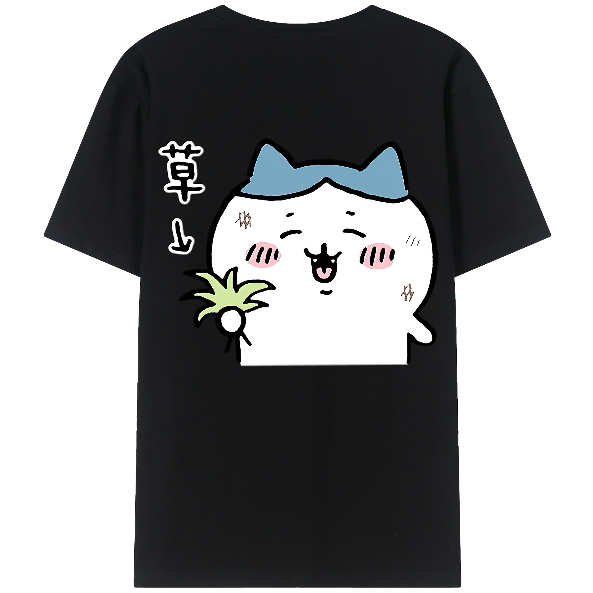 （画像用） ちいかわ ハチワレ Chii-kawa hachiware 綿100％半袖Tシャツ（背面プリント）