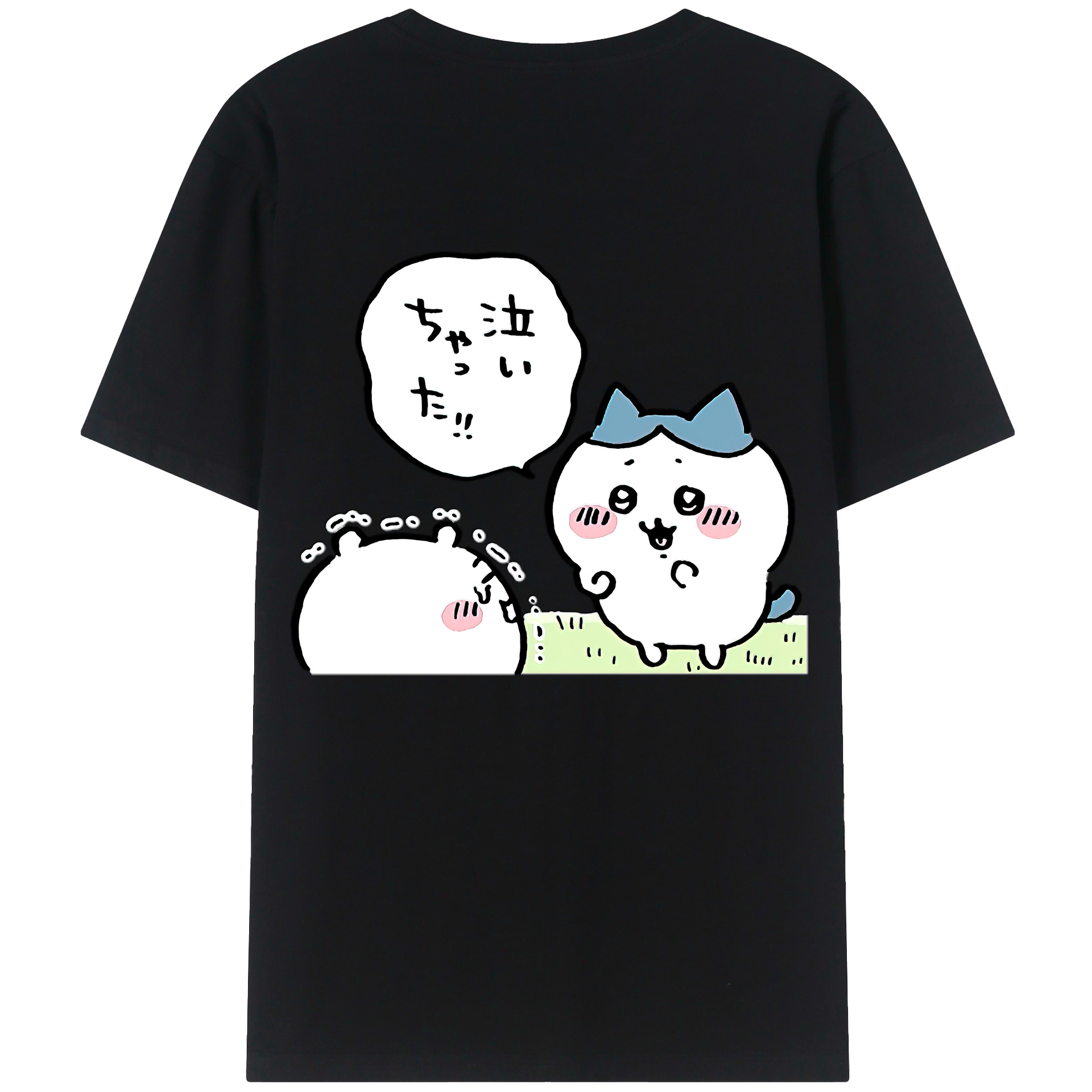（画像用） ちいかわ ハチワレ Chii-kawa hachiware 綿100％半袖Tシャツ（背面プリント）