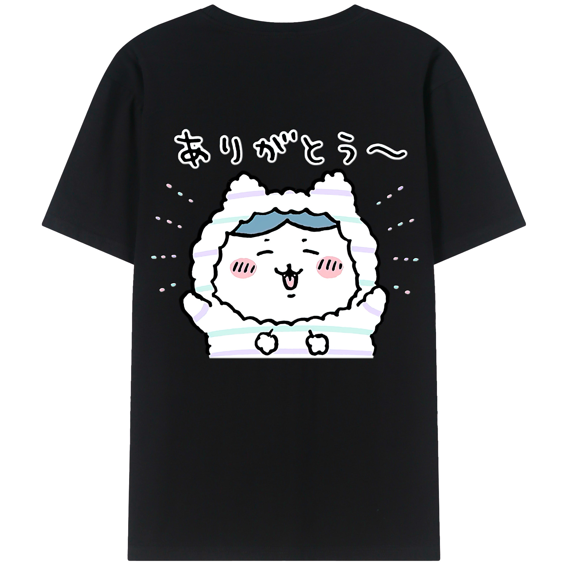 （画像用） ちいかわ ハチワレ Chii-kawa hachiware 綿100％半袖Tシャツ（背面プリント）
