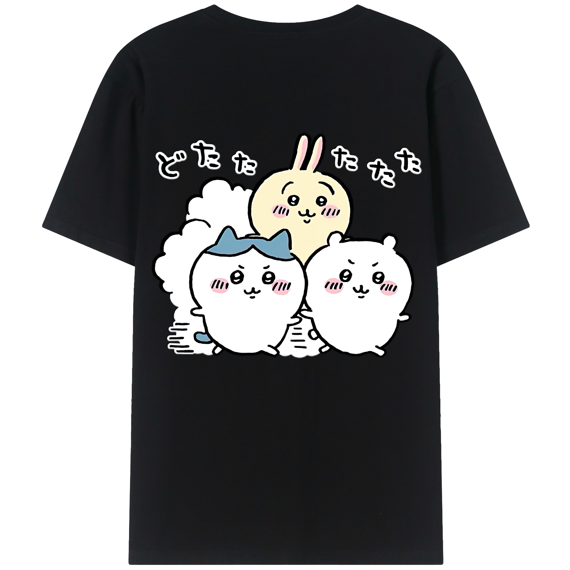（画像用） ちいかわ ハチワレ Chii-kawa hachiware 綿100％半袖Tシャツ（背面プリント）