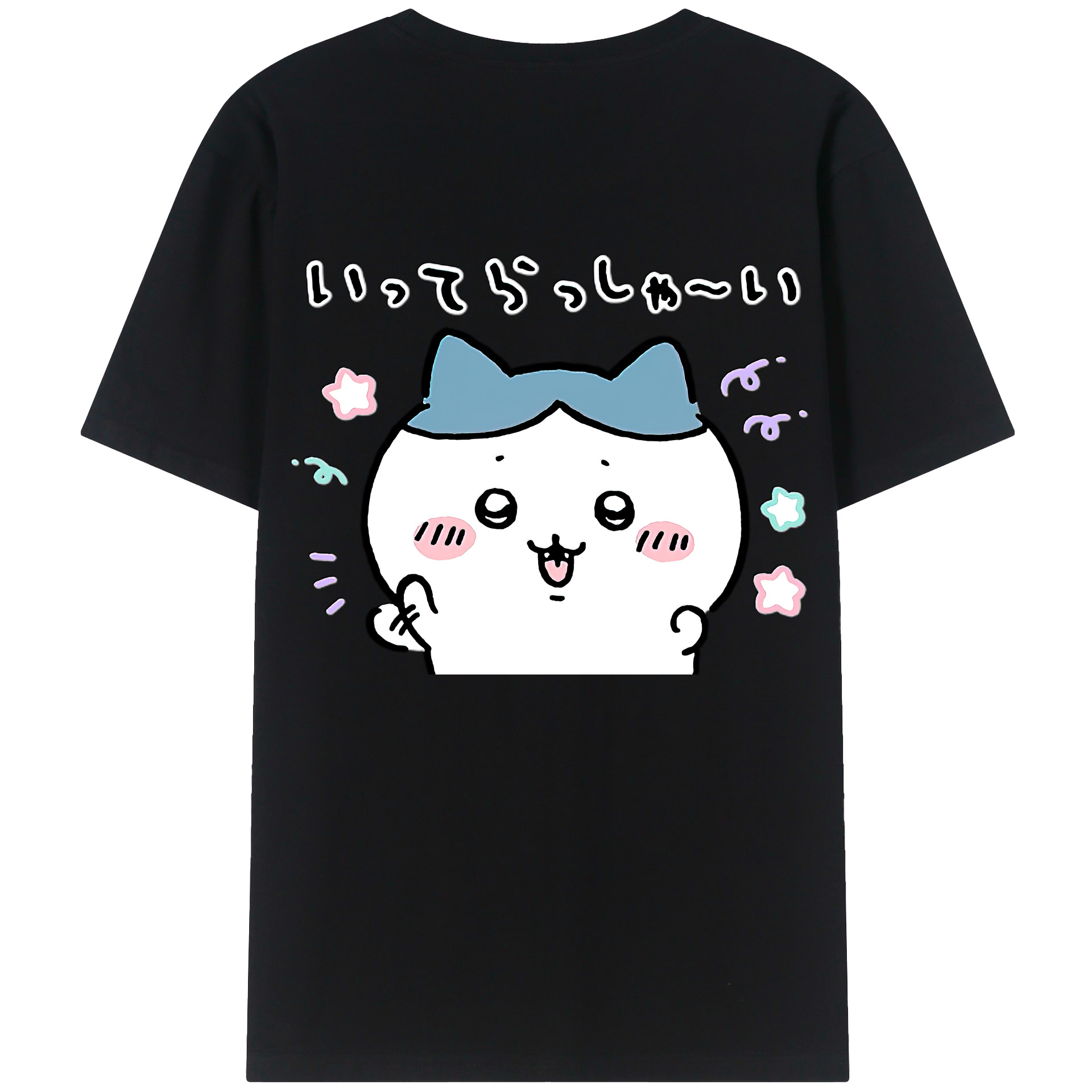 （画像用） ちいかわ ハチワレ Chii-kawa hachiware 綿100％半袖Tシャツ（背面プリント）