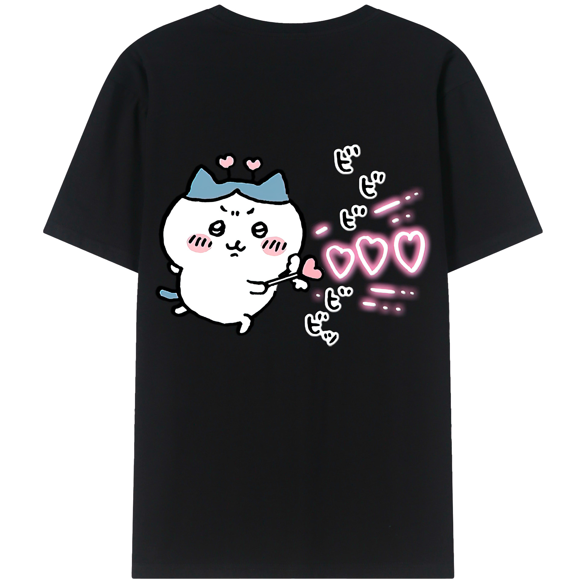 （画像用） ちいかわ ハチワレ Chii-kawa hachiware 綿100％半袖Tシャツ（背面プリント）