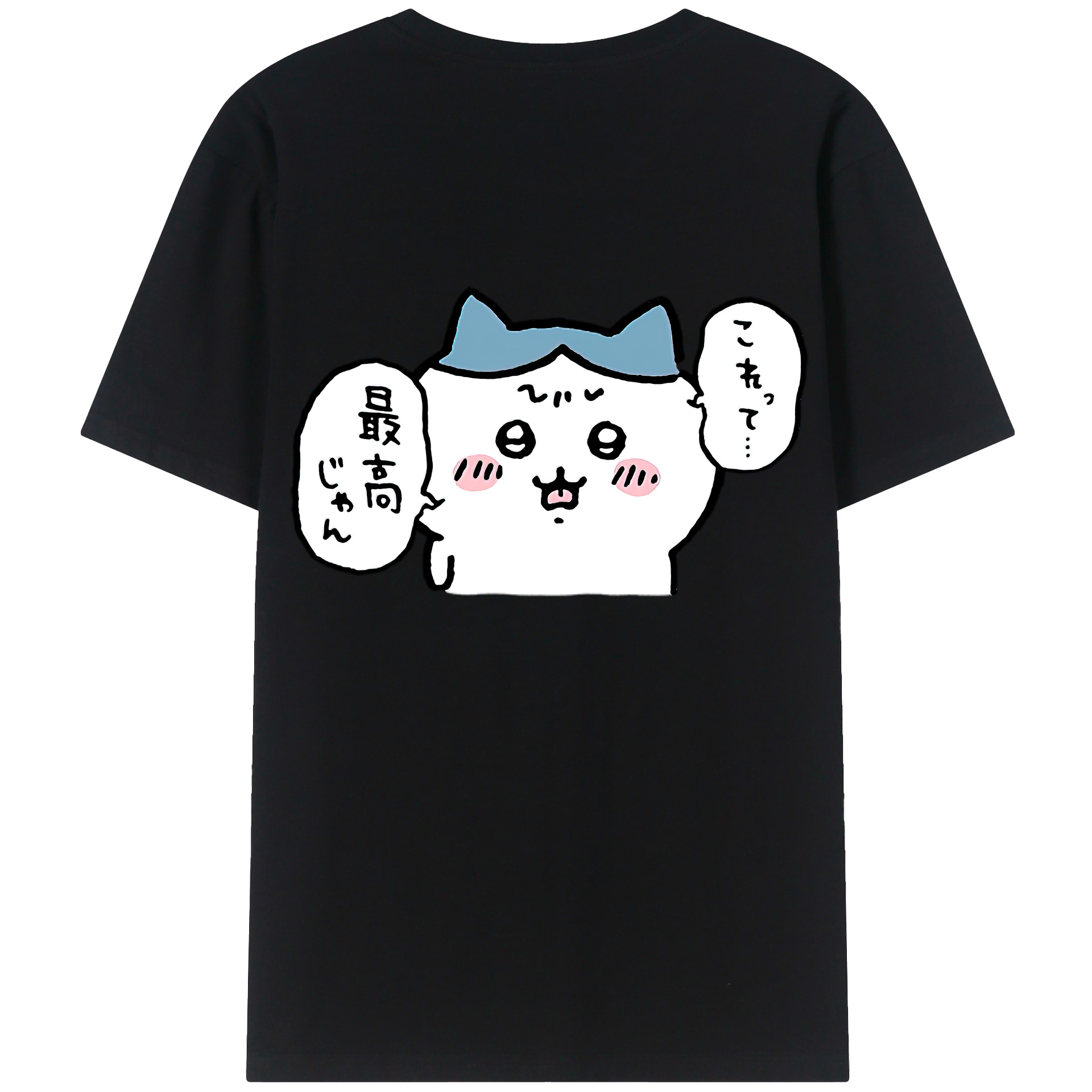 （画像用） ちいかわ ハチワレ Chii-kawa hachiware 綿100％半袖Tシャツ（背面プリント）