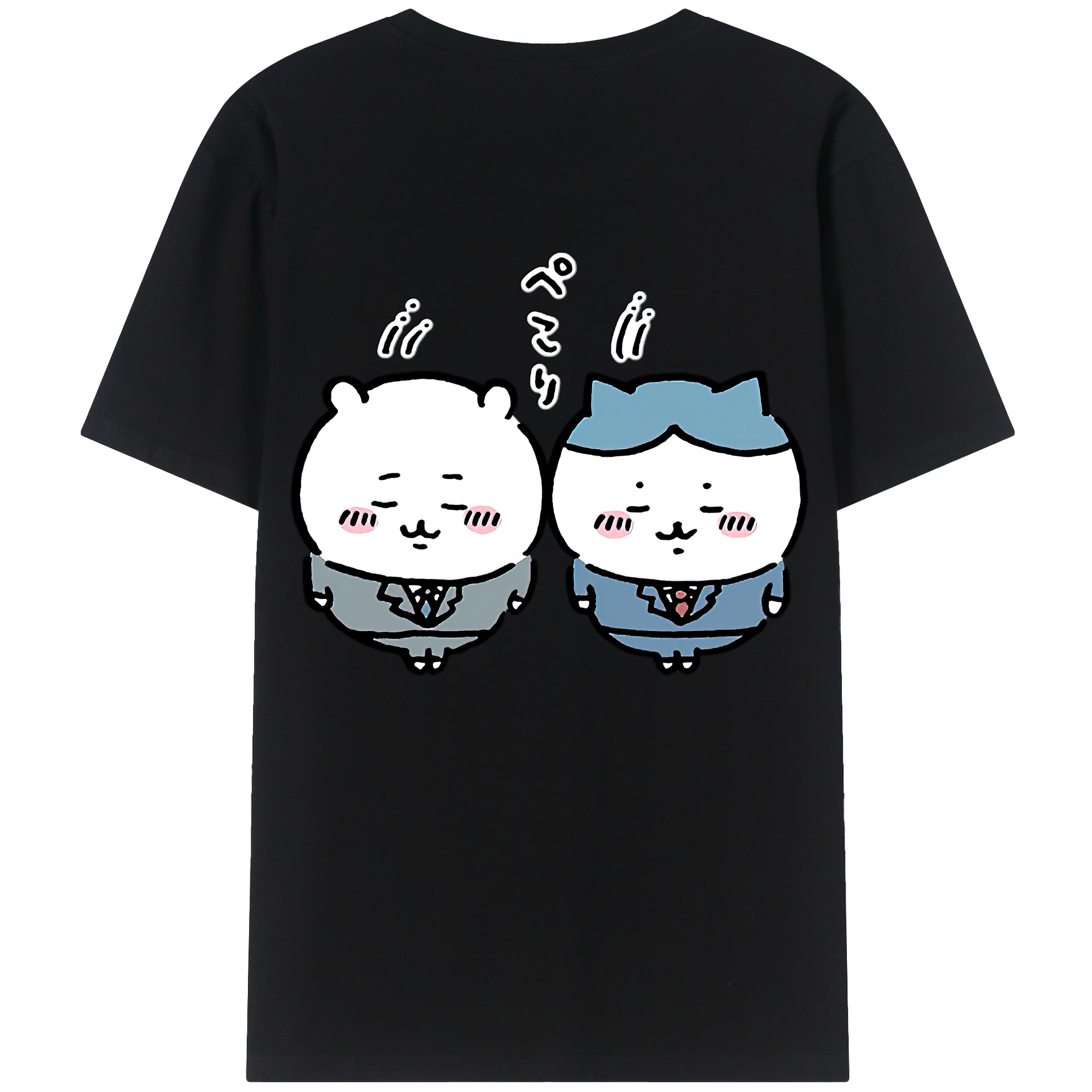 （画像用） ちいかわ ハチワレ Chii-kawa hachiware 綿100％半袖Tシャツ（背面プリント）