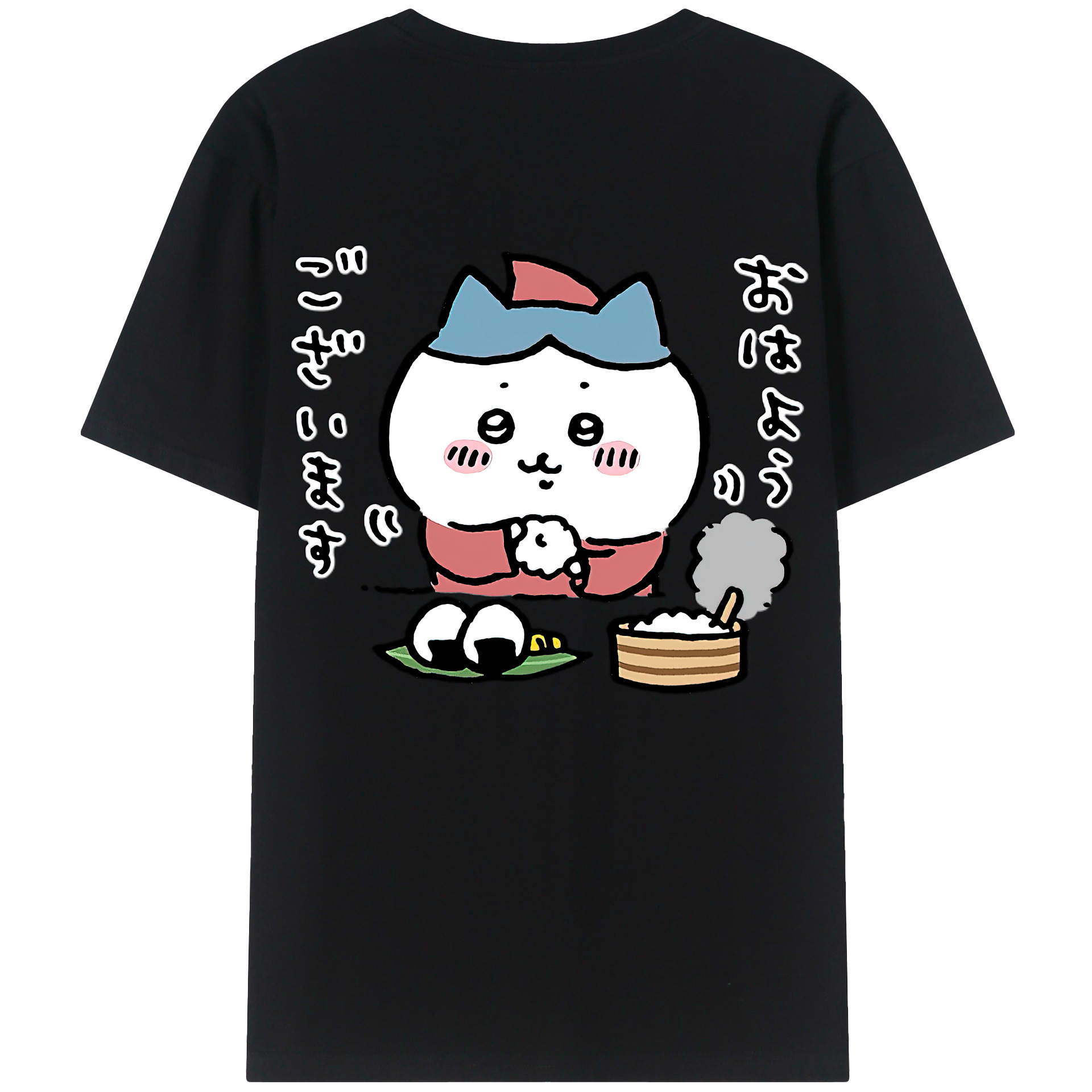 （画像用） ちいかわ ハチワレ Chii-kawa hachiware 綿100％半袖Tシャツ（背面プリント）