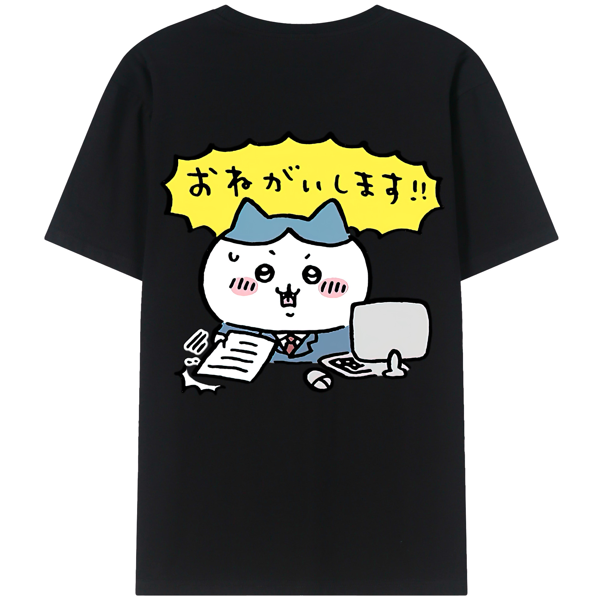 （画像用） ちいかわ ハチワレ Chii-kawa hachiware 綿100％半袖Tシャツ（背面プリント）