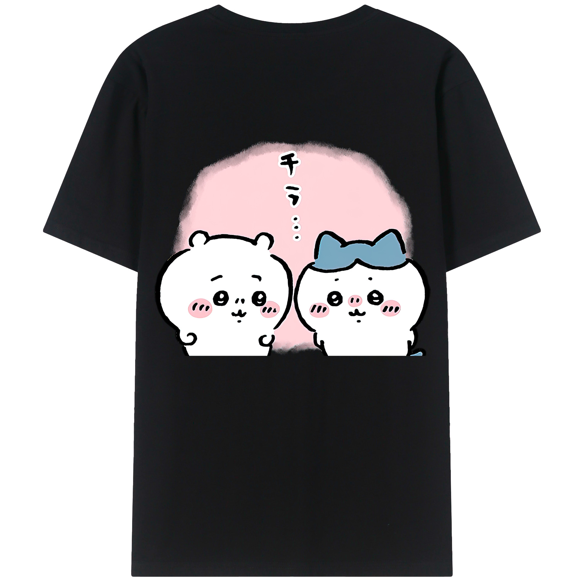 （画像用） ちいかわ ハチワレ Chii-kawa hachiware 綿100％半袖Tシャツ（背面プリント）